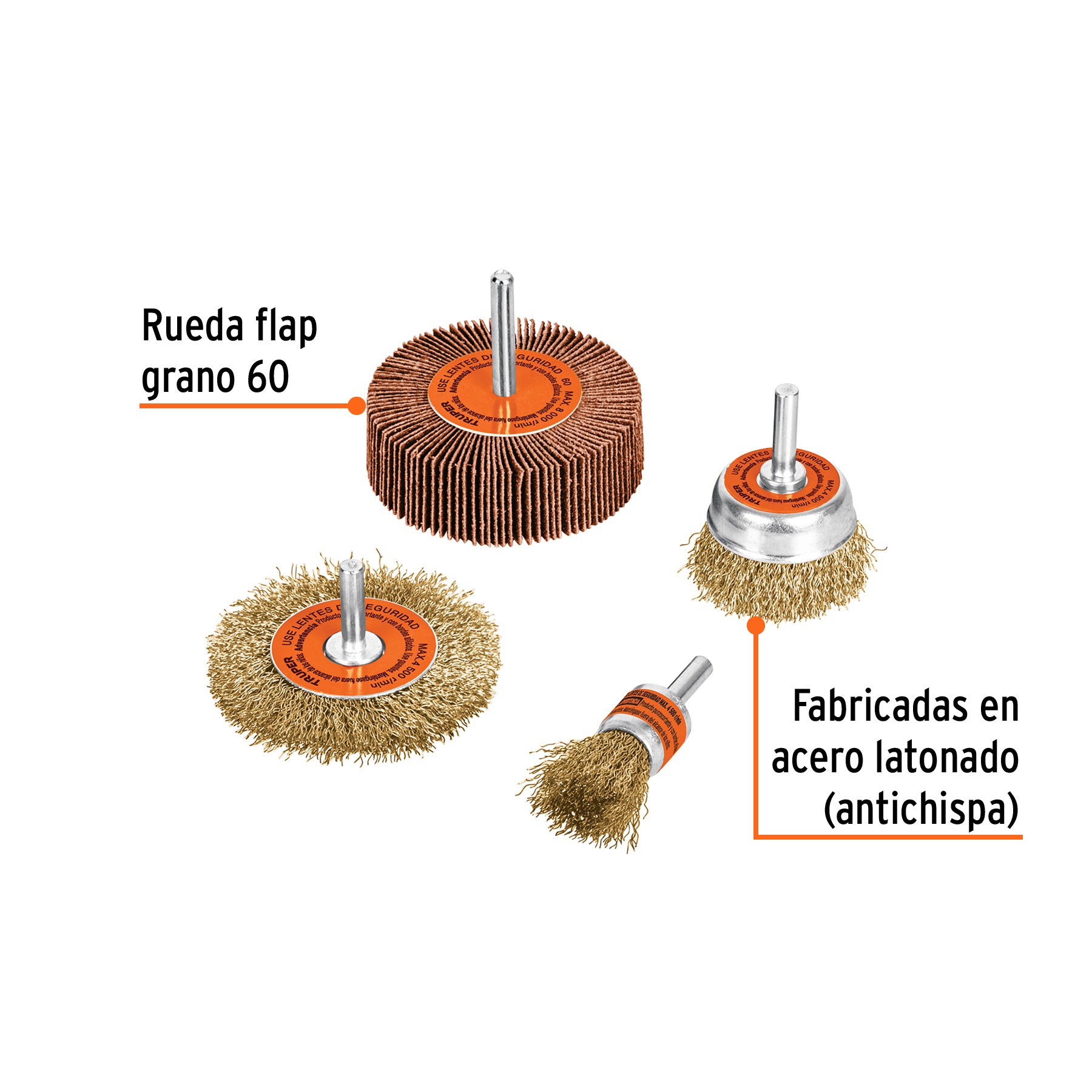Juego de 4 cardas para taladro, TRUPER