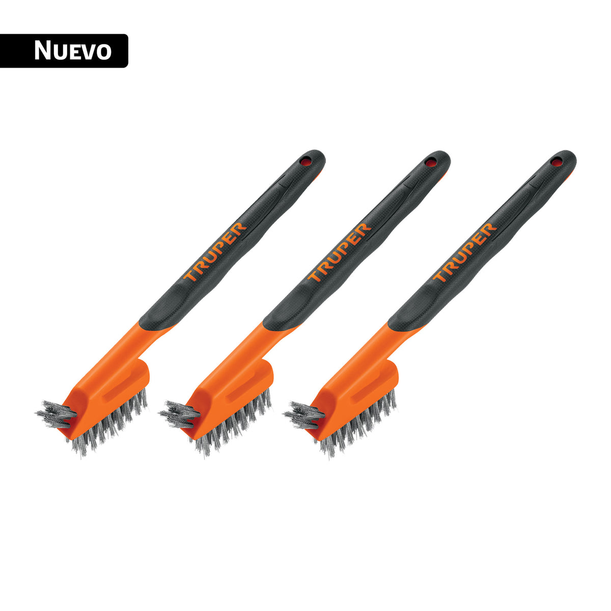 Juego de 3 minicepillos, 28 pinceles acero inoxidable,TRUPER