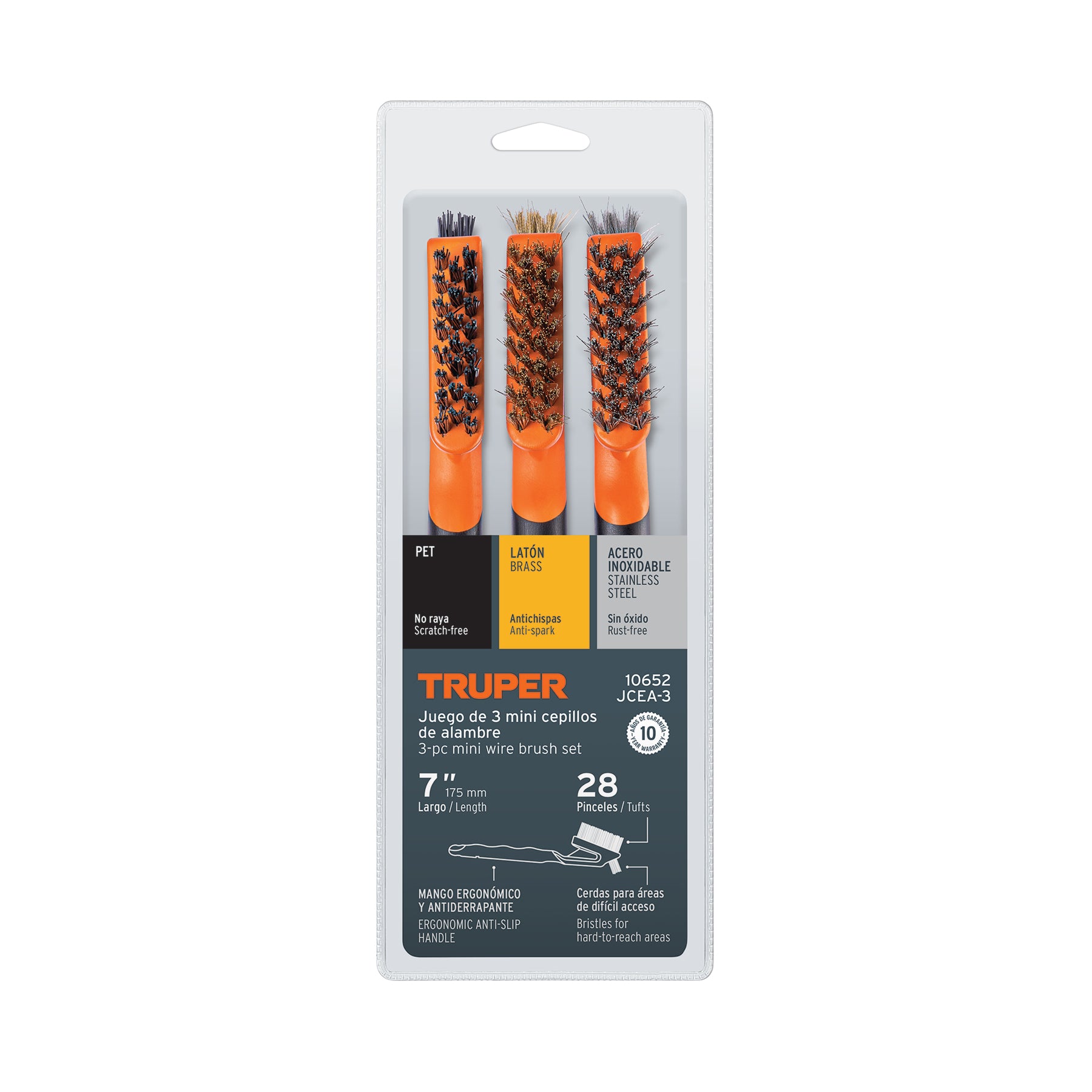 Juego de 3 minicepillos de alambre 28 pinceles, TRUPER