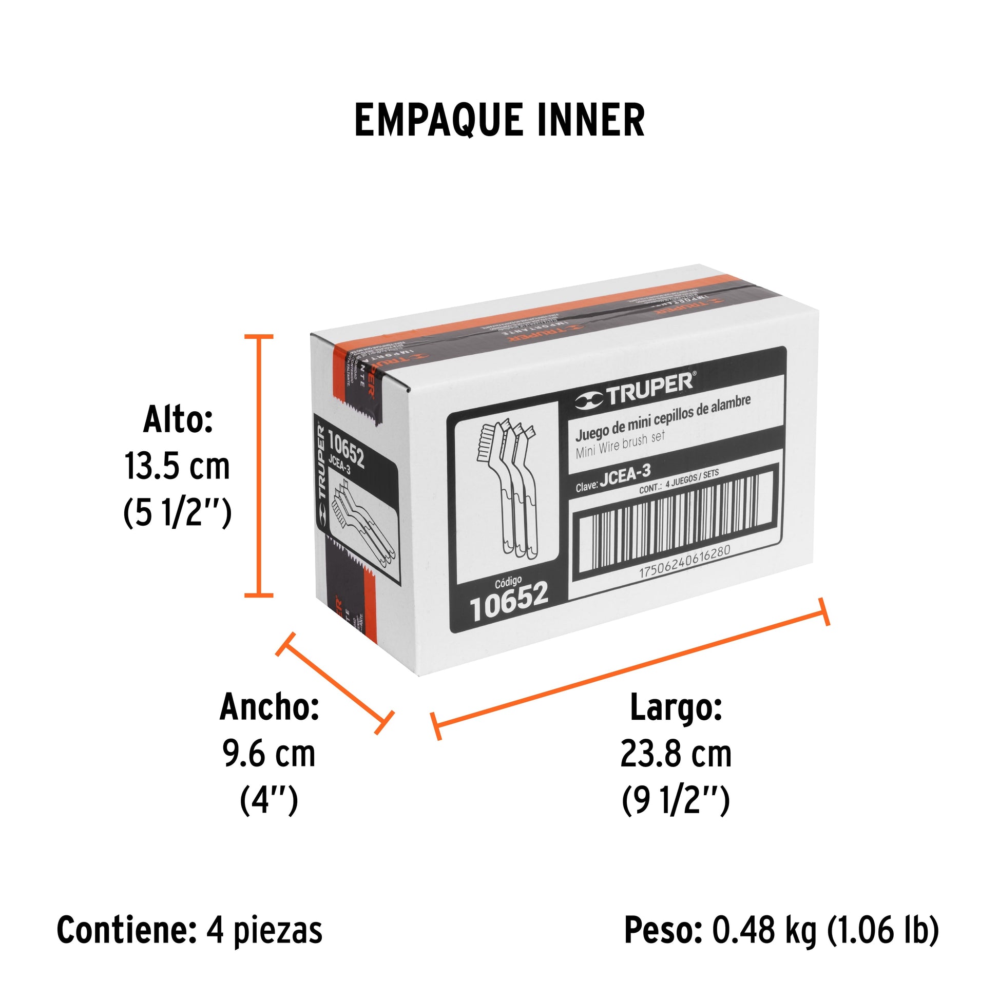 Juego de 3 minicepillos de alambre 28 pinceles, TRUPER - Empaque