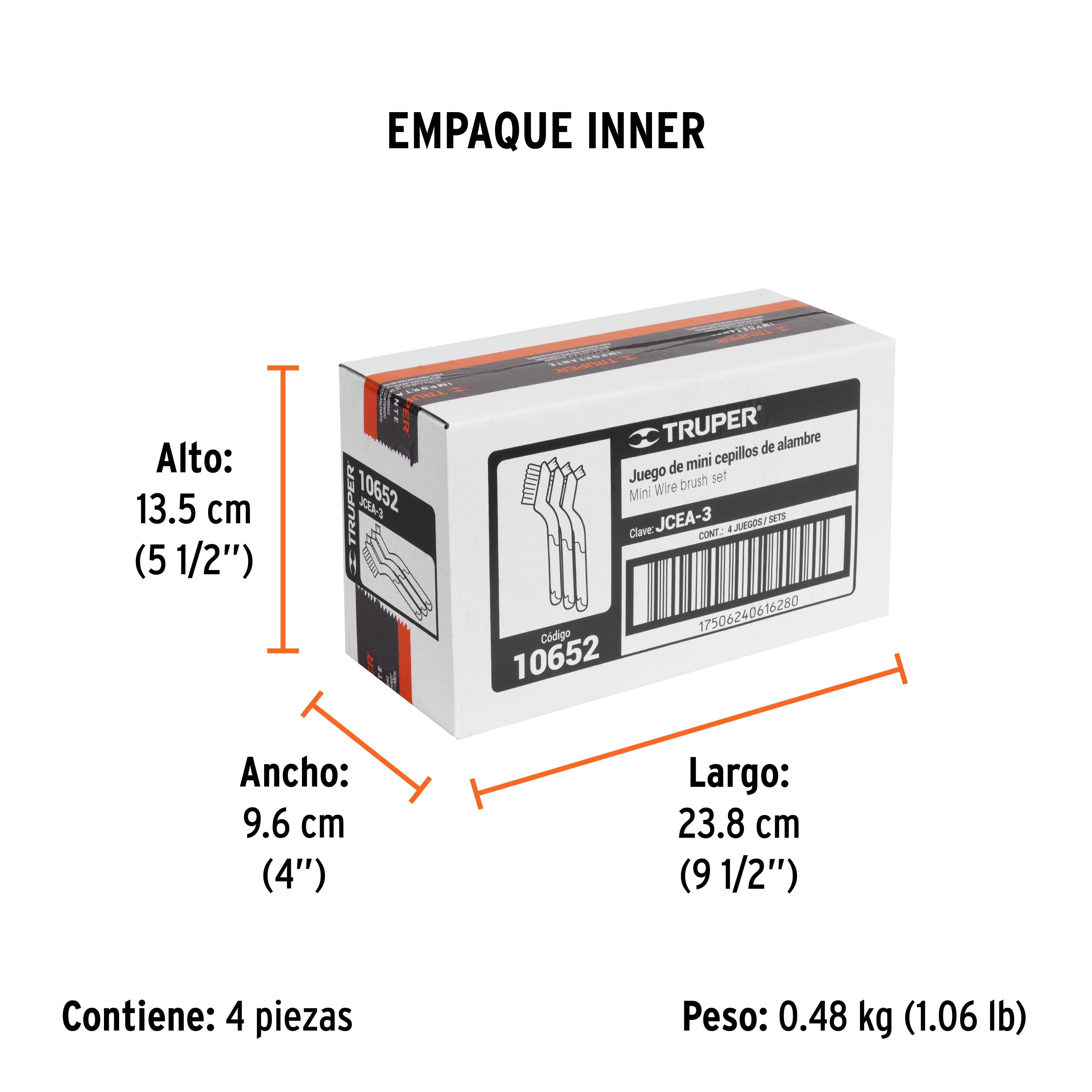 Juego de 3 minicepillos de alambre 28 pinceles, TRUPER - Empaque