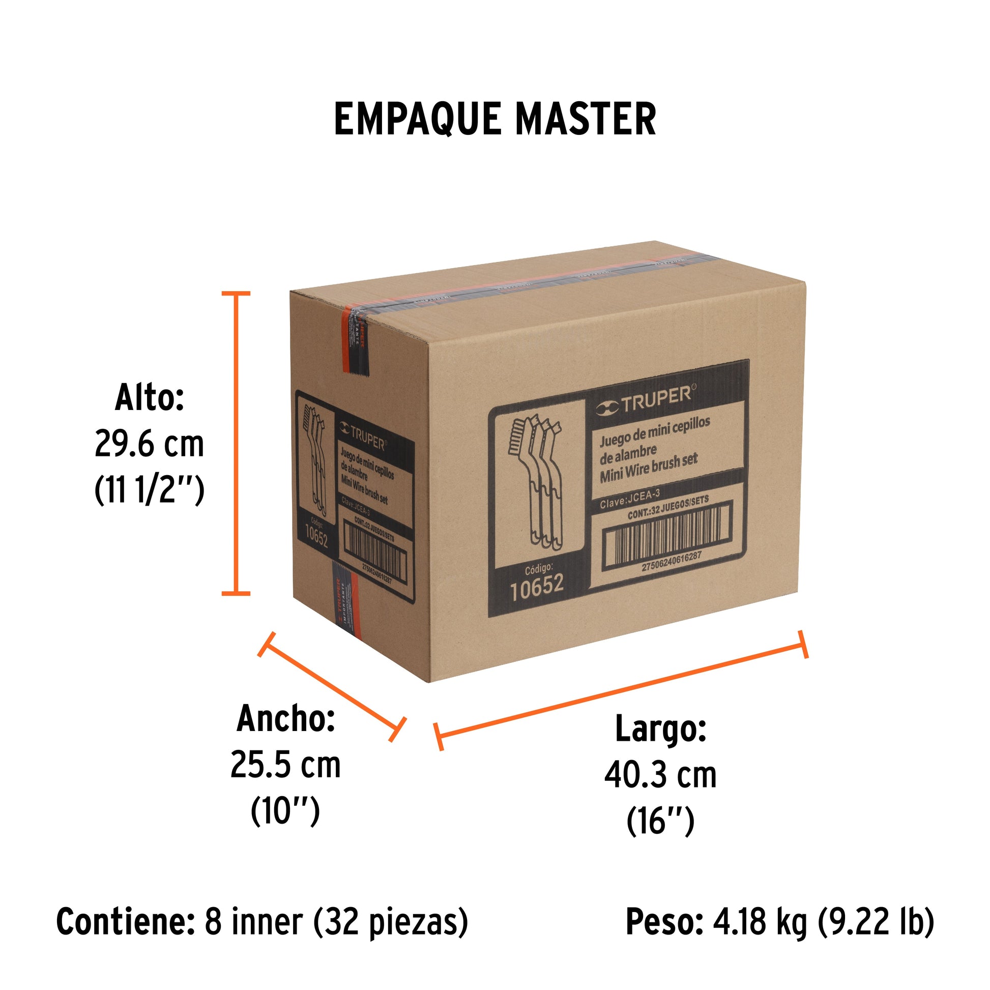 Juego de 3 minicepillos de alambre 28 pinceles, TRUPER - Empaque