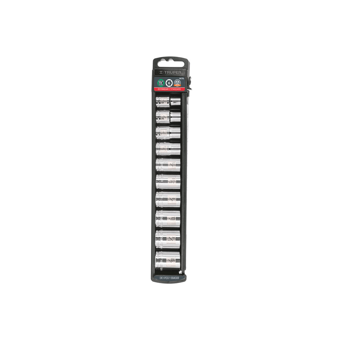 Juego de 10 dados cuadro 1/2" std, TRUPER