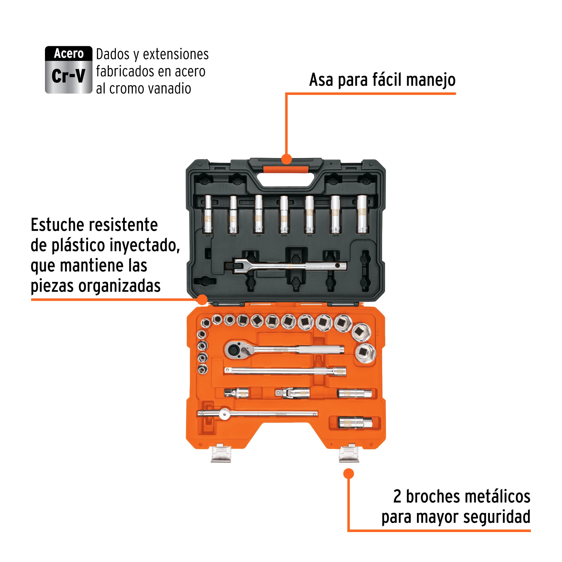 Juego de 31 herramientas cuadro 1/2" std para mecánico