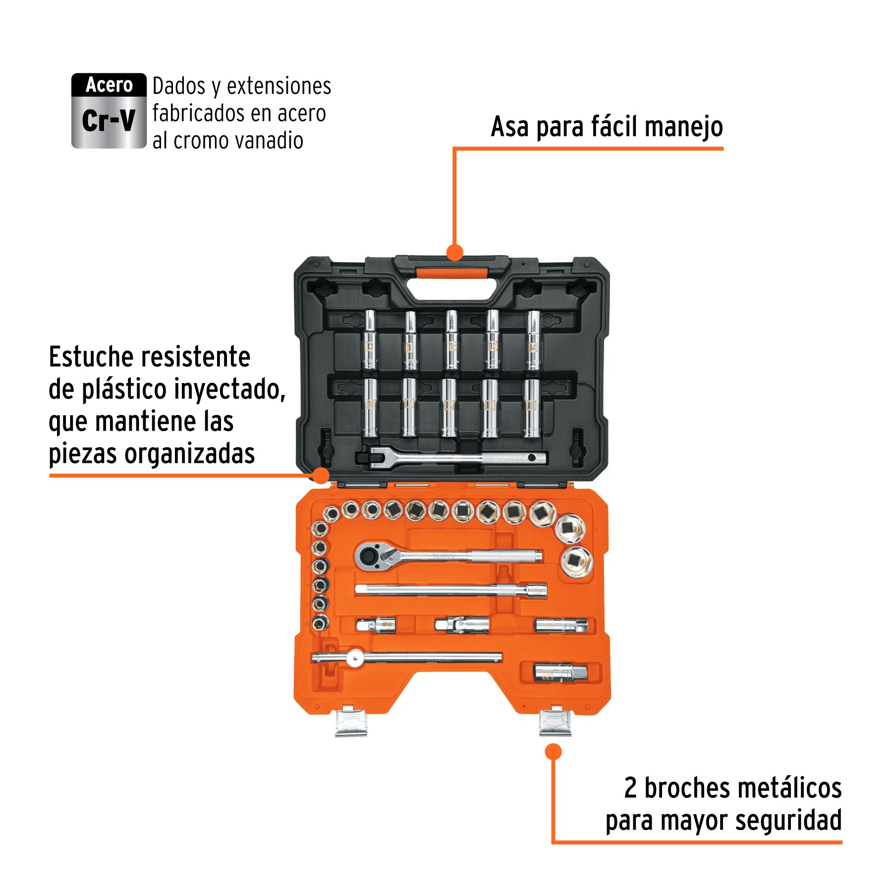Juego de 36 herramientas cuadro 1/2" mm para mecánico