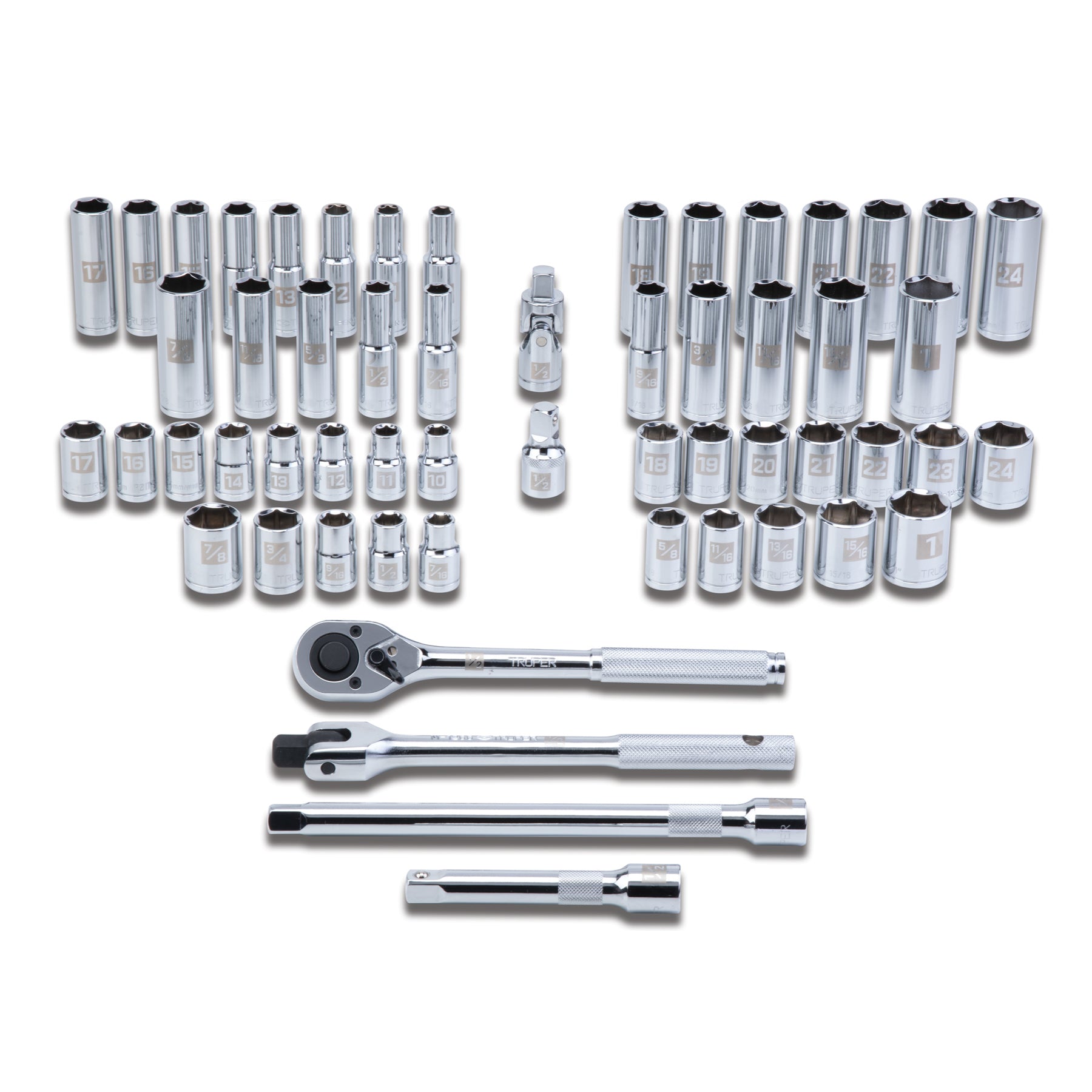Juego de 56 herramientas cuadro 1/2" std y mm para mecánico