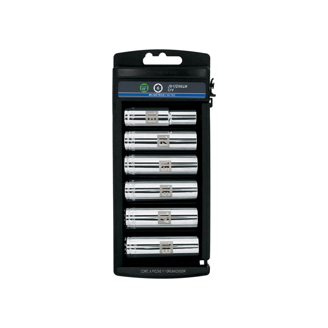 Juego 6 dados largos cuadro 1/2" mm, TRUPER