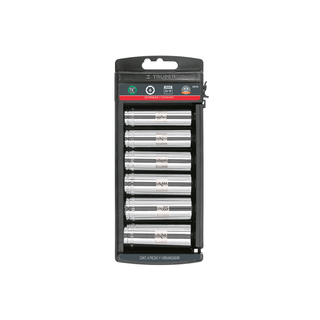 Juego 6 dados largos cuadro 1/2" std, TRUPER