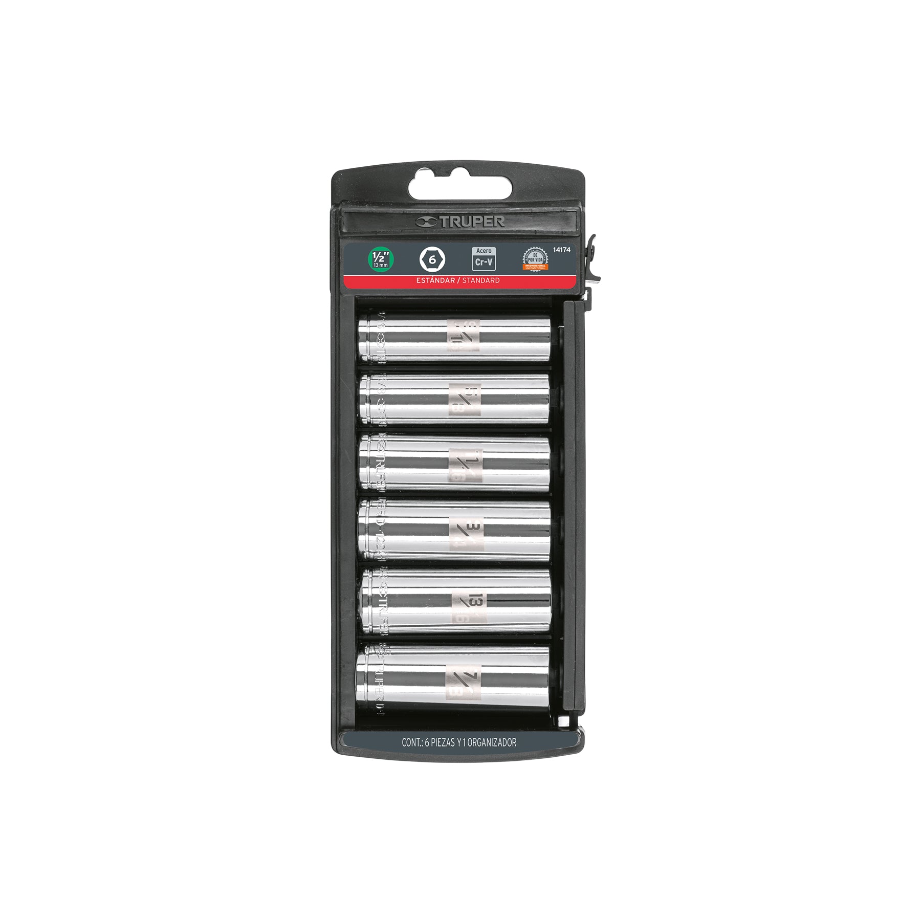 Juego 6 dados largos cuadro 1/2" std, TRUPER
