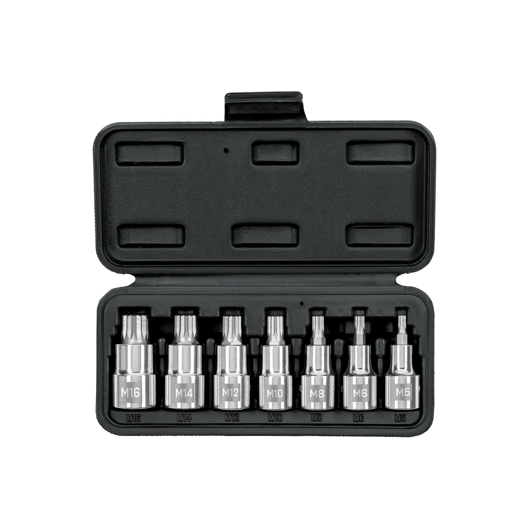 Juego de 7 dados cuadro 1/2" punta corta bristol, en estuche