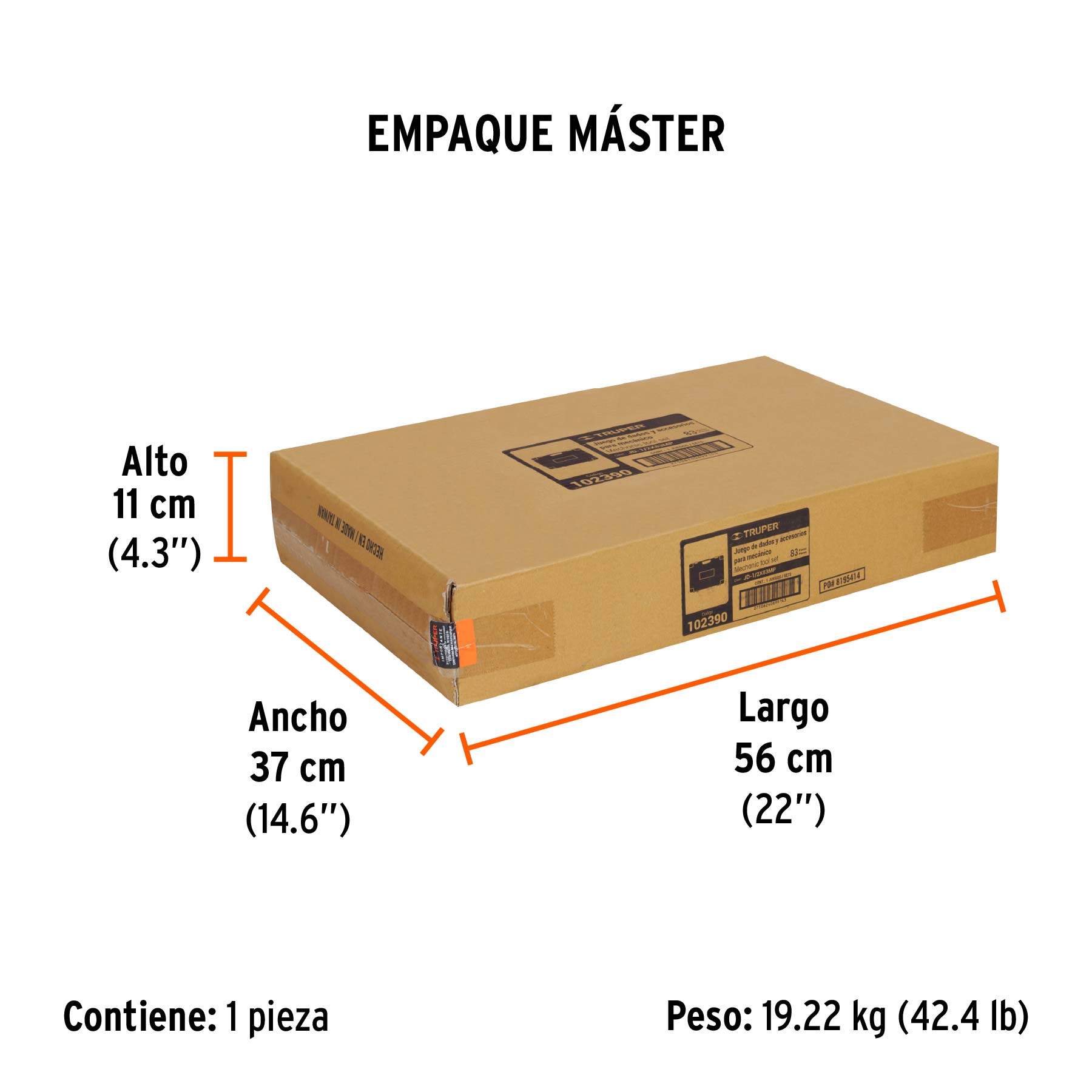 Juego de 83 herramientas cuadro 1/2" std y mm para mecánico - Empaque