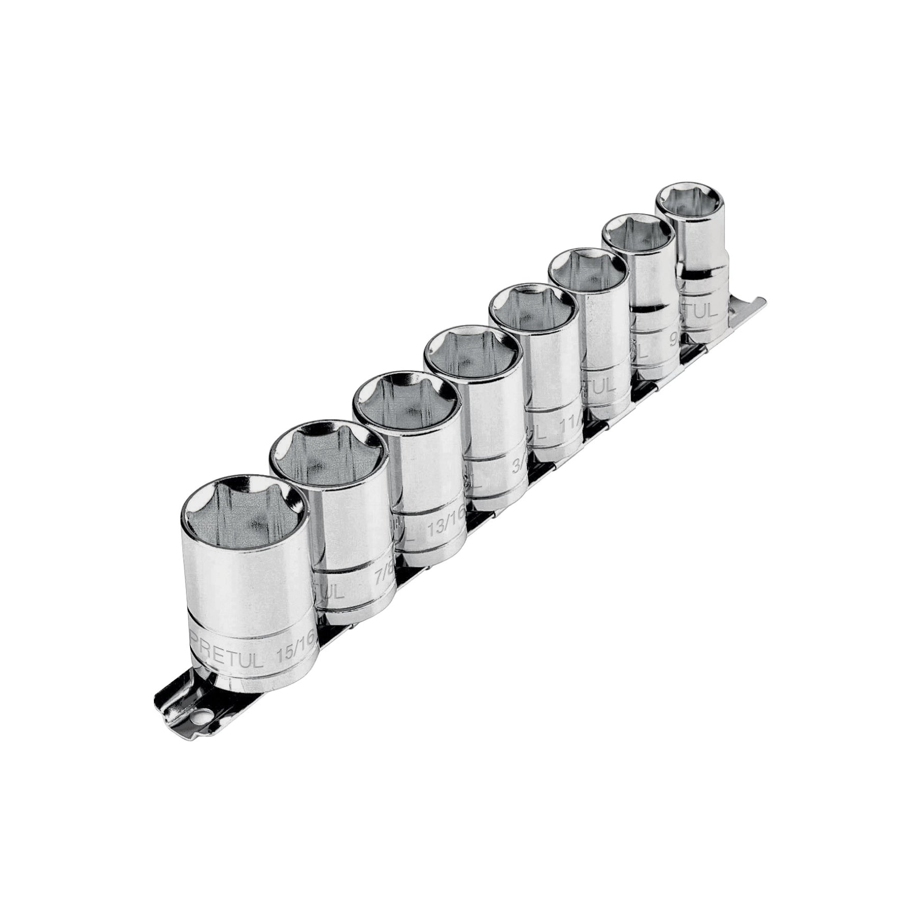 Juego de 8 dados cuadro 1/2" std, PRETUL