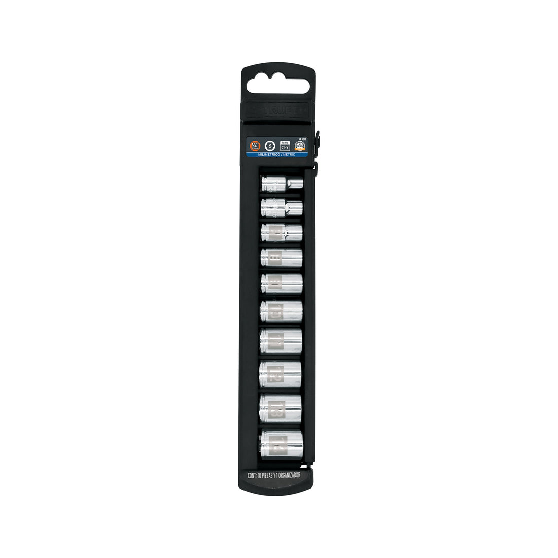 Juego de 10 dados cuadro 1/4" mm, TRUPER