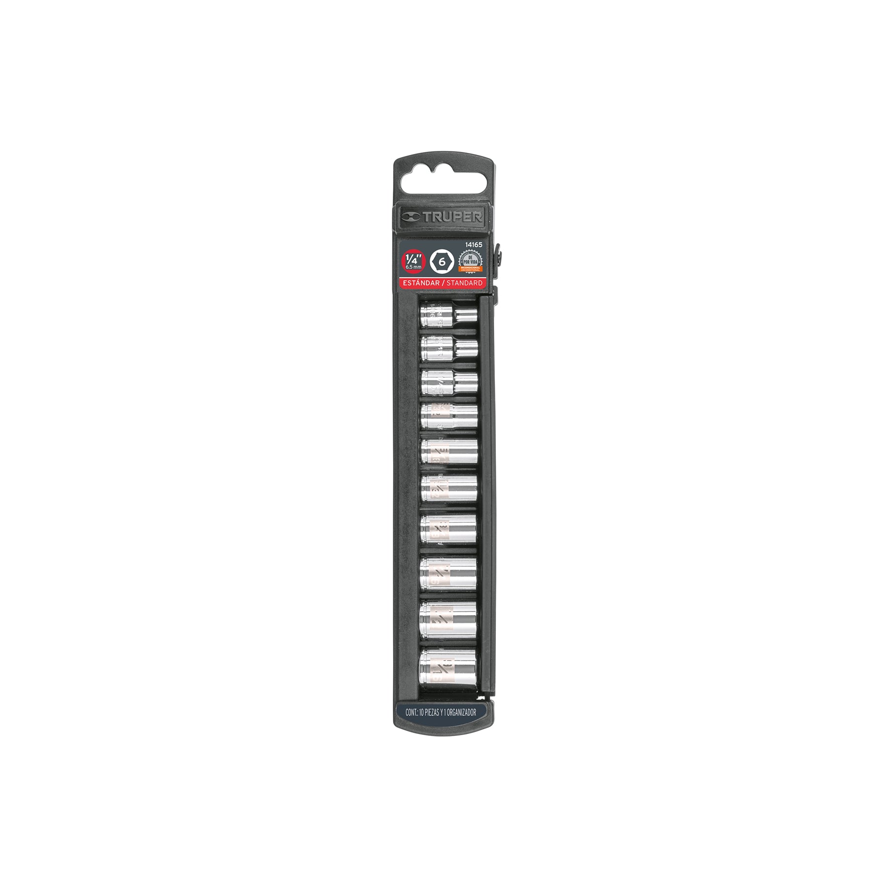 Juego de 10 dados cuadro 1/4" std, TRUPER