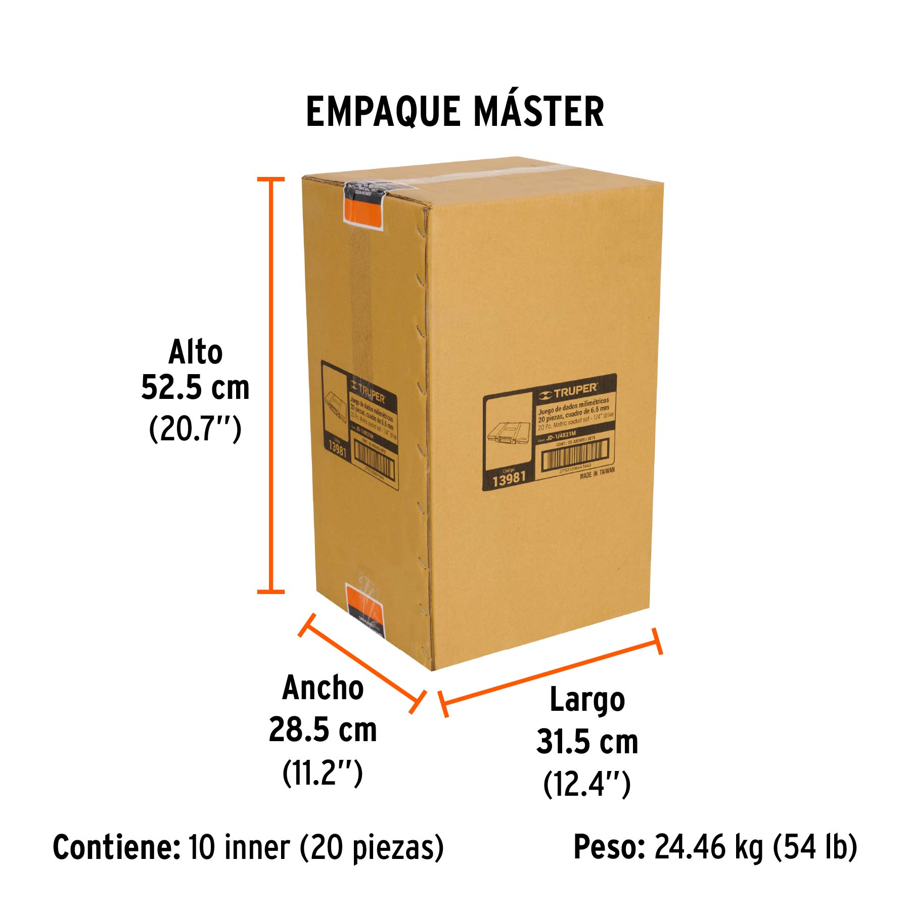 Juego de 20 herramientas cuadro 1/4" mm para mecánico - Empaque