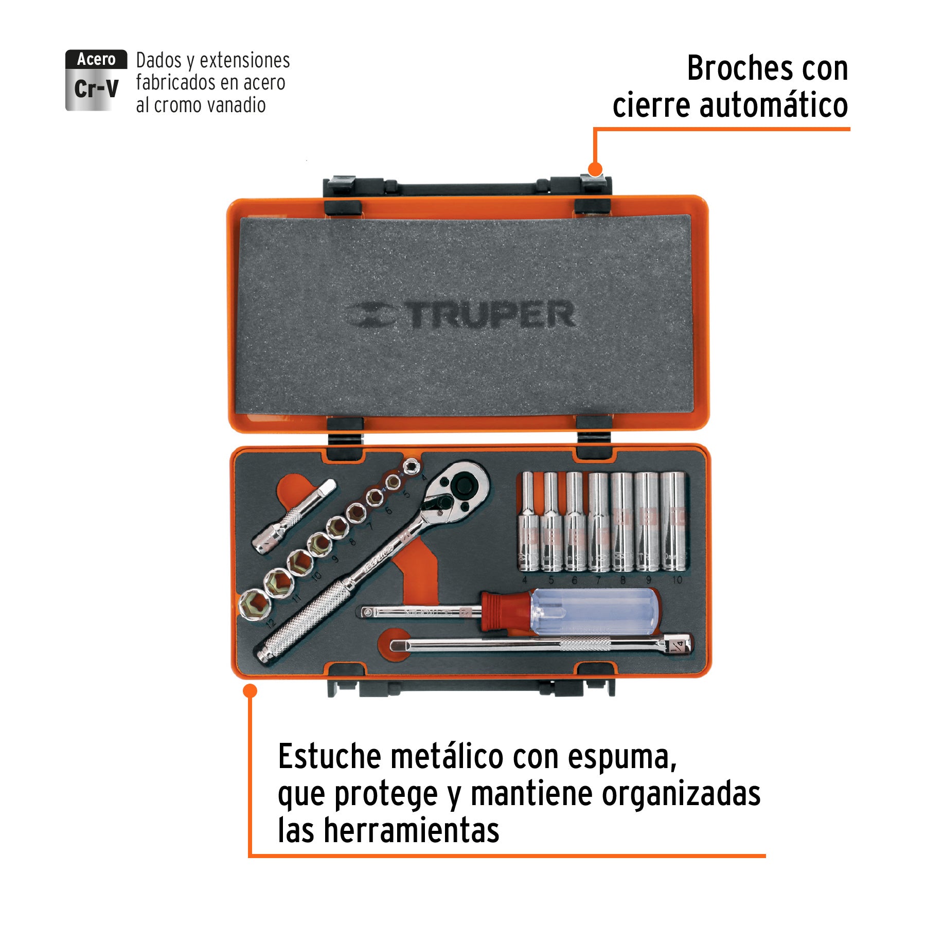 Juego de 20 herramientas cuadro 1/4" mm para mecánico