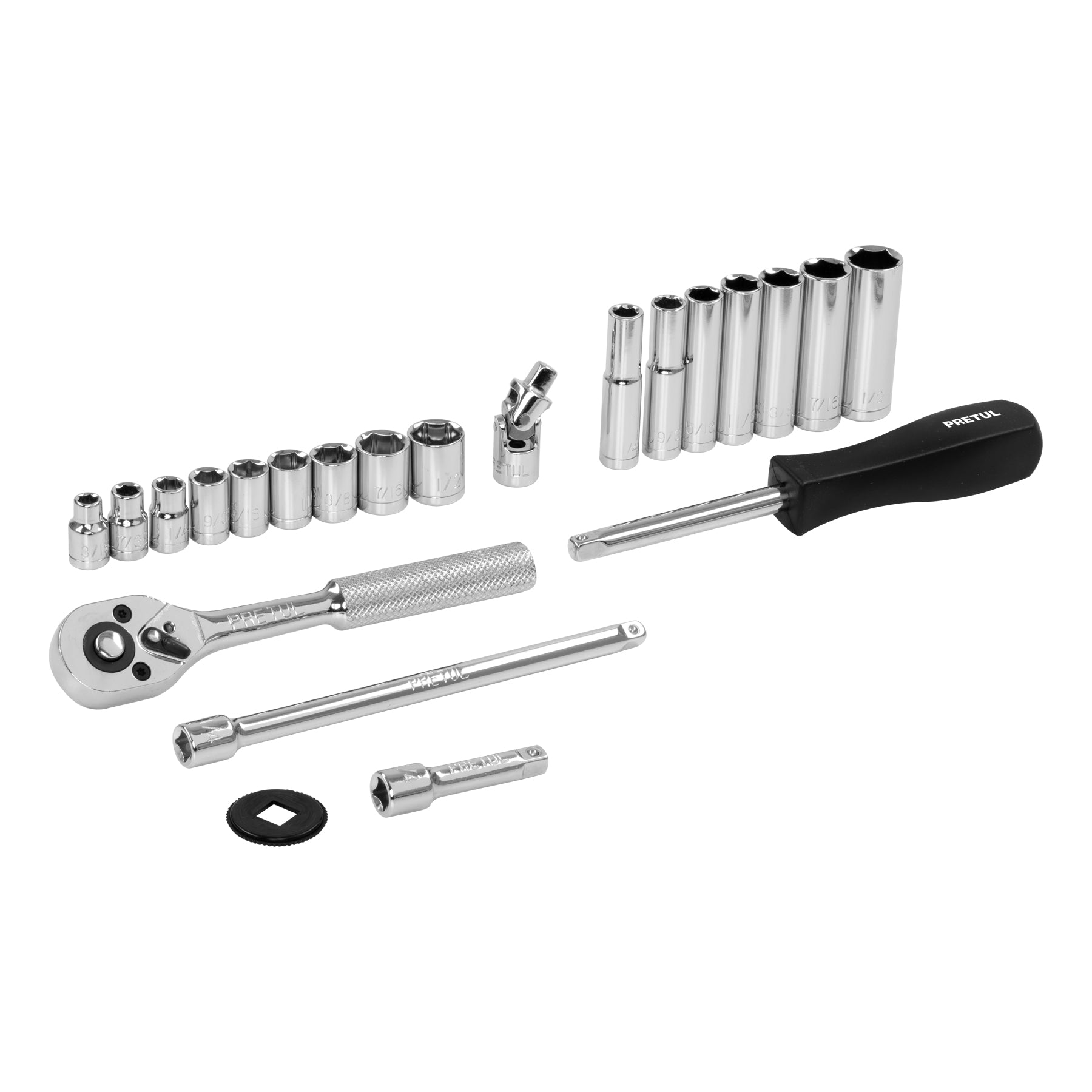 Juego de 22 herramientas 1/4" std para mecánico, PRETUL