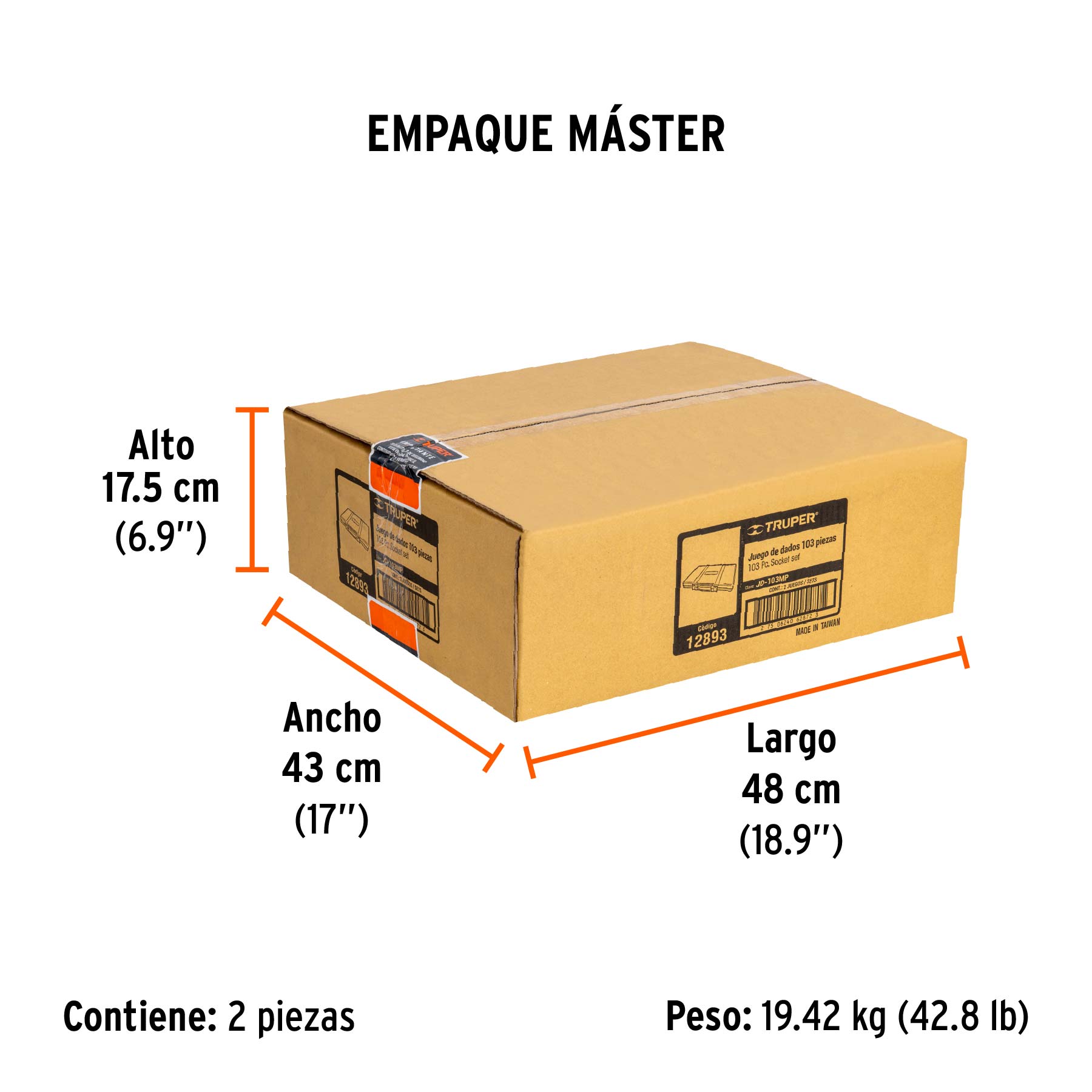Juego 103 herramientas 1/4", 3/8" y 1/2" std y mm p/mecánico - Empaque