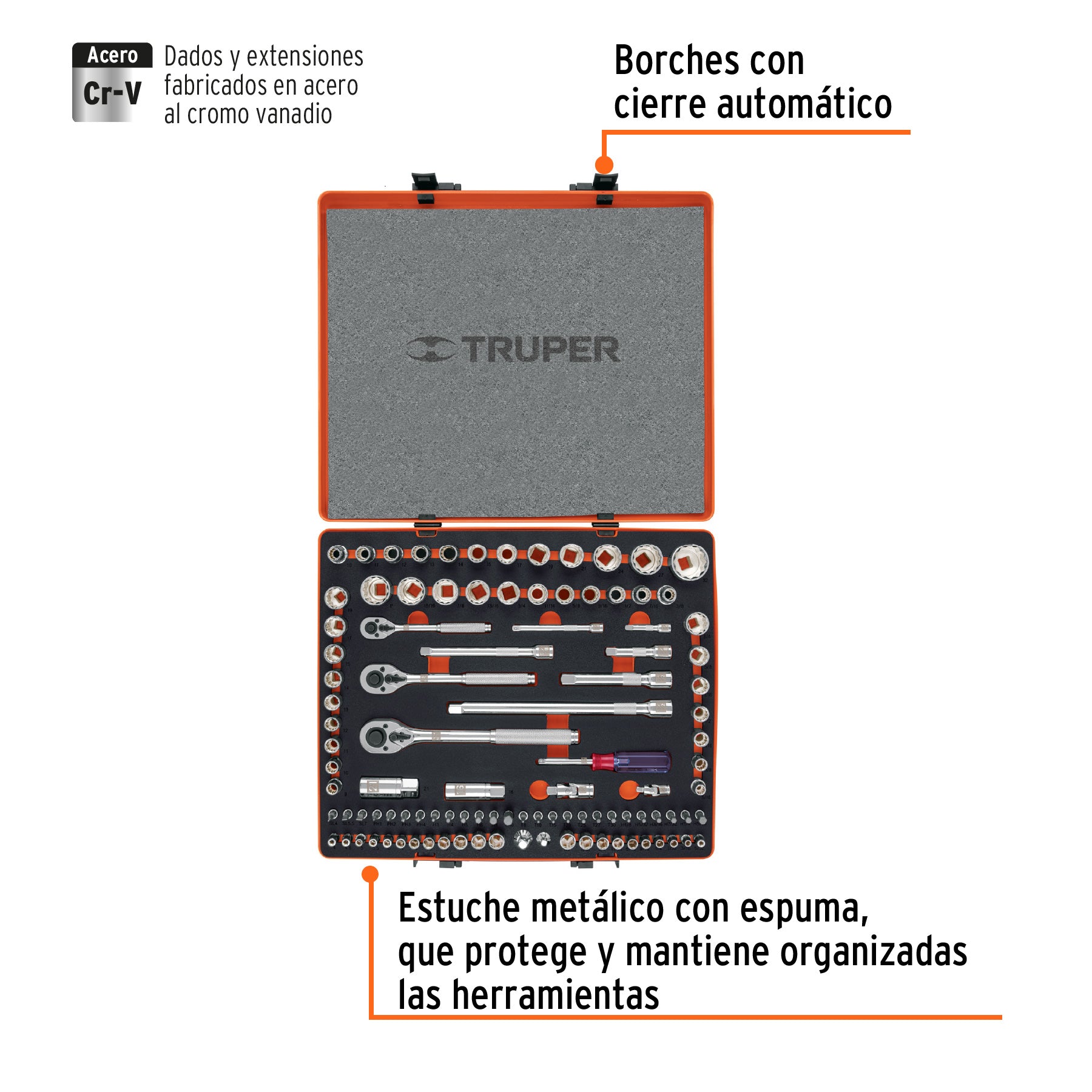 Juego 103 herramientas 1/4", 3/8" y 1/2" std y mm p/mecánico