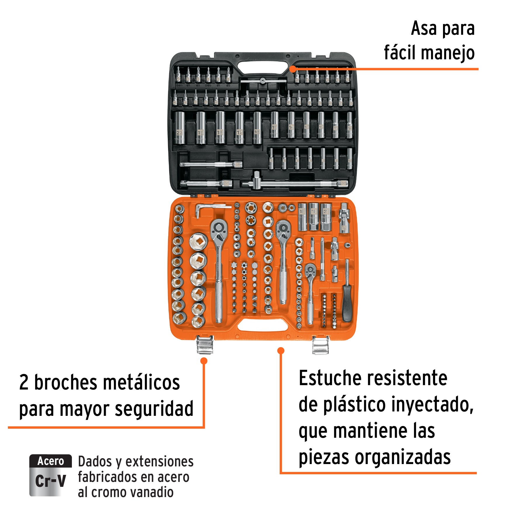 Juego de 172 herramientas 1/4", 3/8" y 1/2" std p/mecánico