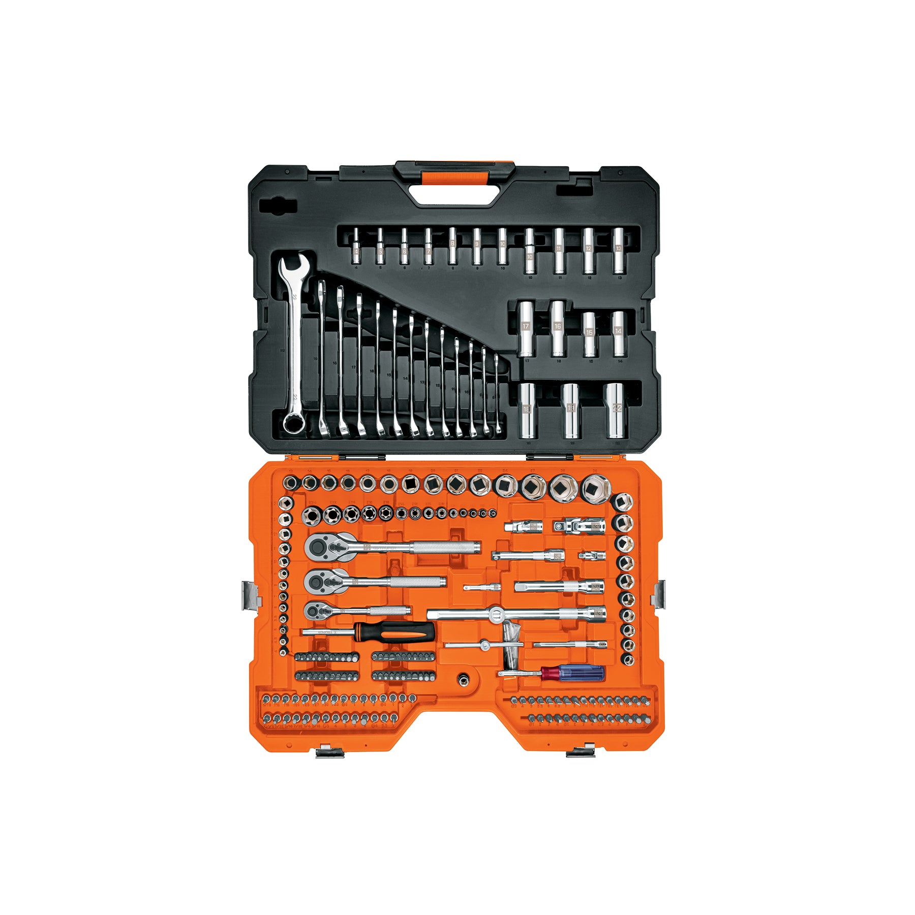 Juego 210 herramientas 1/4", 3/8" y 1/2" std y mm p/mecánico