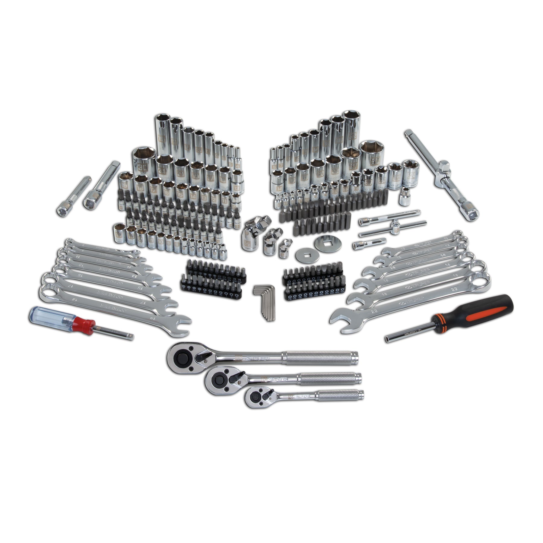 Juego 210 herramientas 1/4", 3/8" y 1/2" std y mm p/mecánico