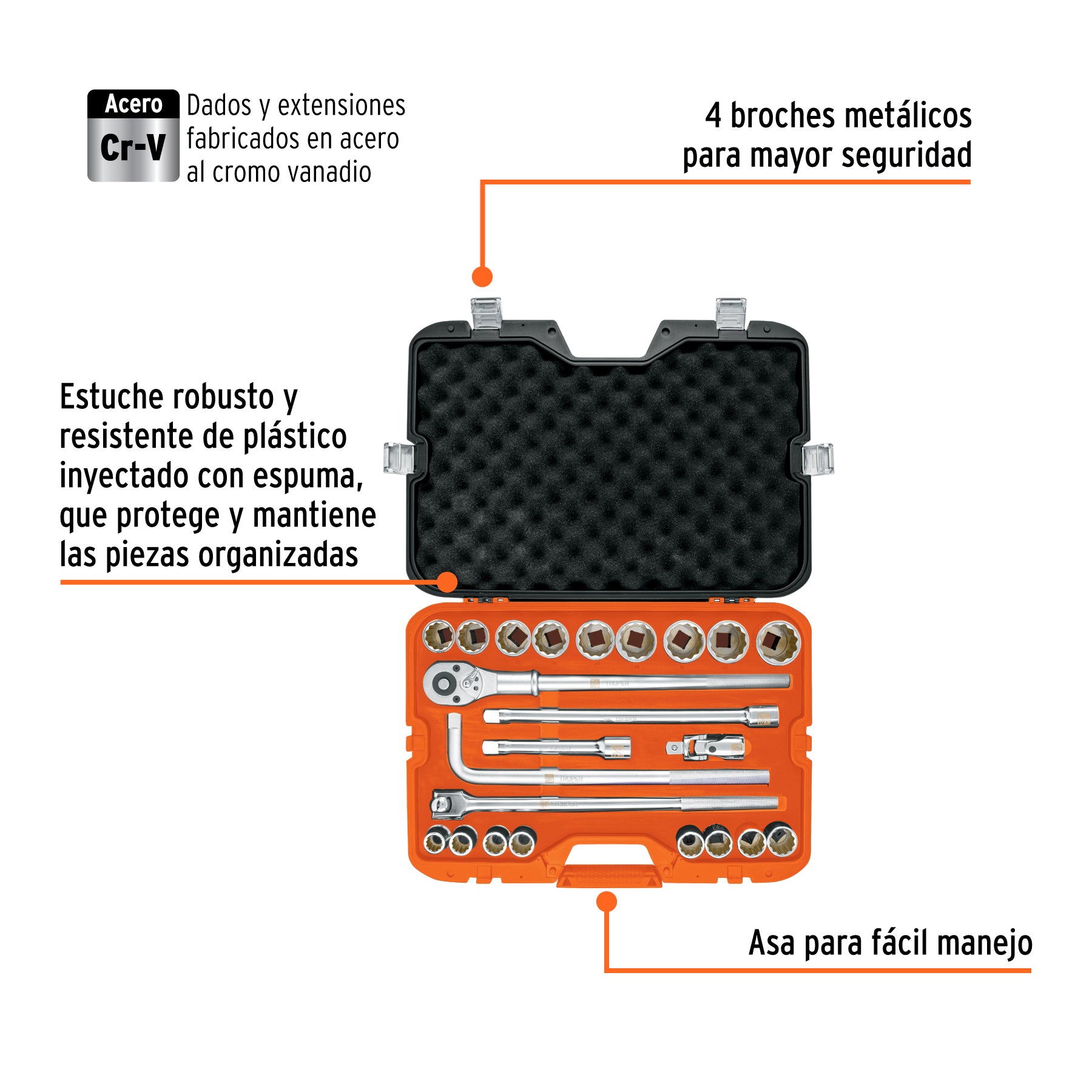 Juego de 23 herramientas cuadro 3/4" mm para mecánico