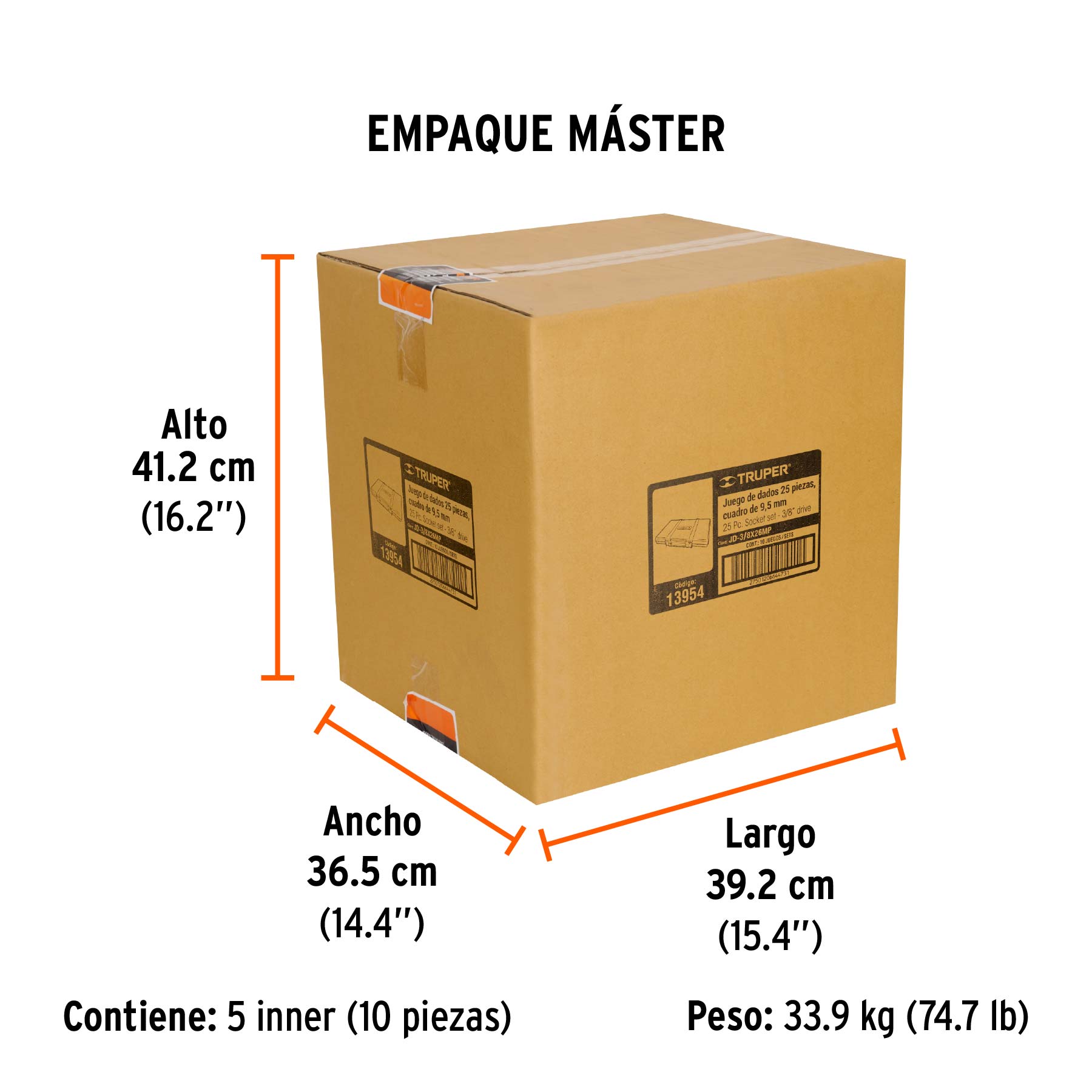 Juego de 25 herramientas cuadro 3/8" std y mm para mecánico - Empaque