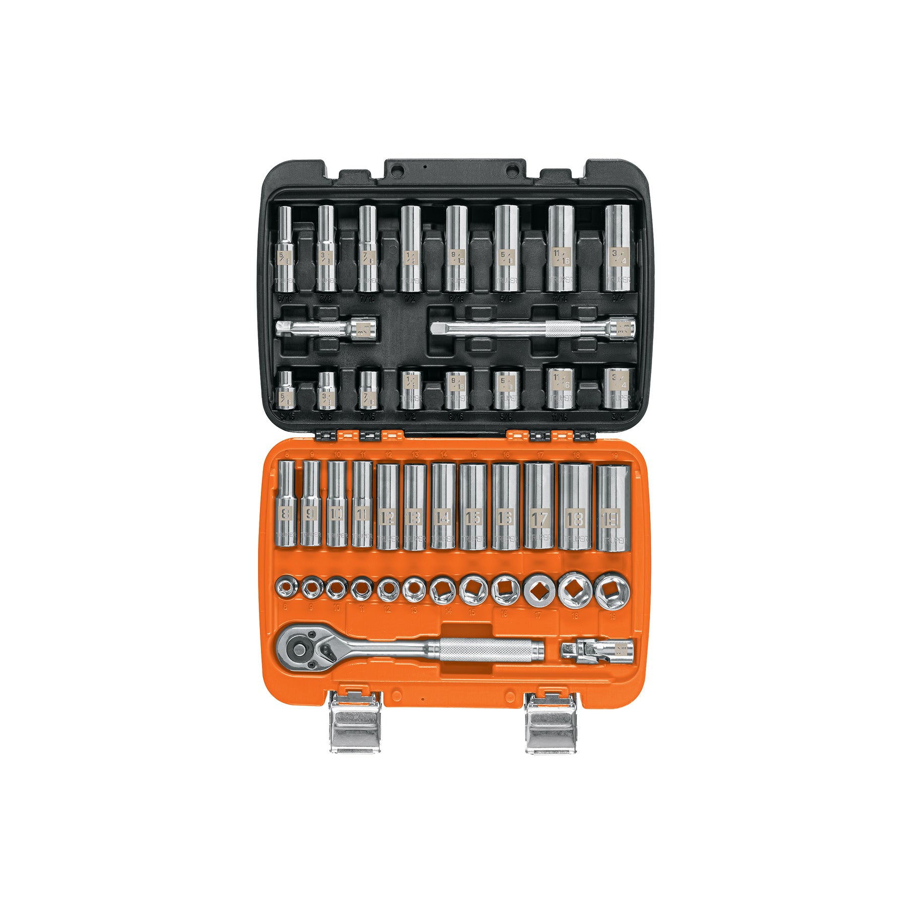 Juego de 45 herramientas cuadro 3/8" std y mm para mecánico