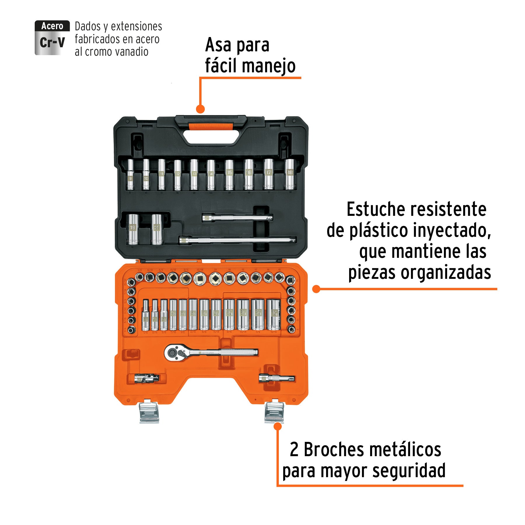 Juego de 53 herramientas cuadro 3/8" mm para mecánico