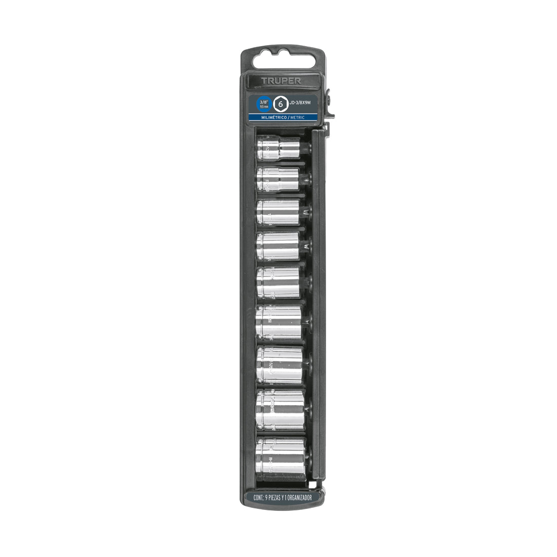 Juego de 9 dados cuadro 3/8" mm, TRUPER