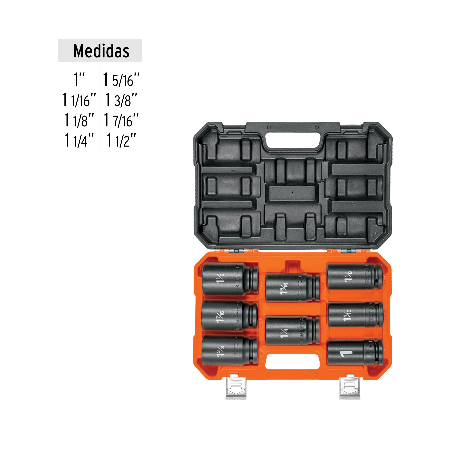 Juego de 8 dados largos cuadro 3/4" de impacto 6 puntas std