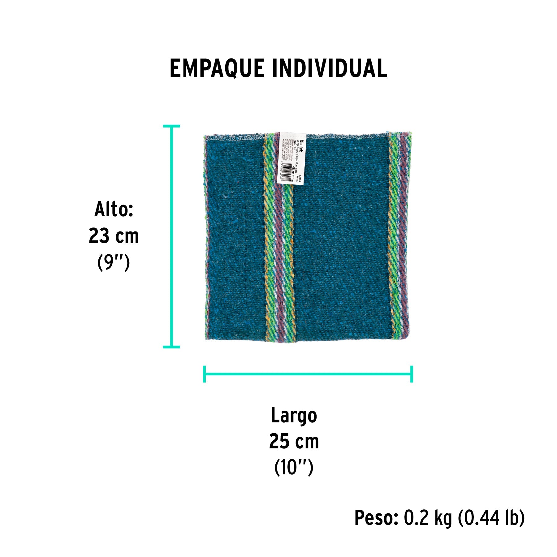 Jerga azul sarga ligera de 1 m x 48 cm, KLINTEK - Empaque