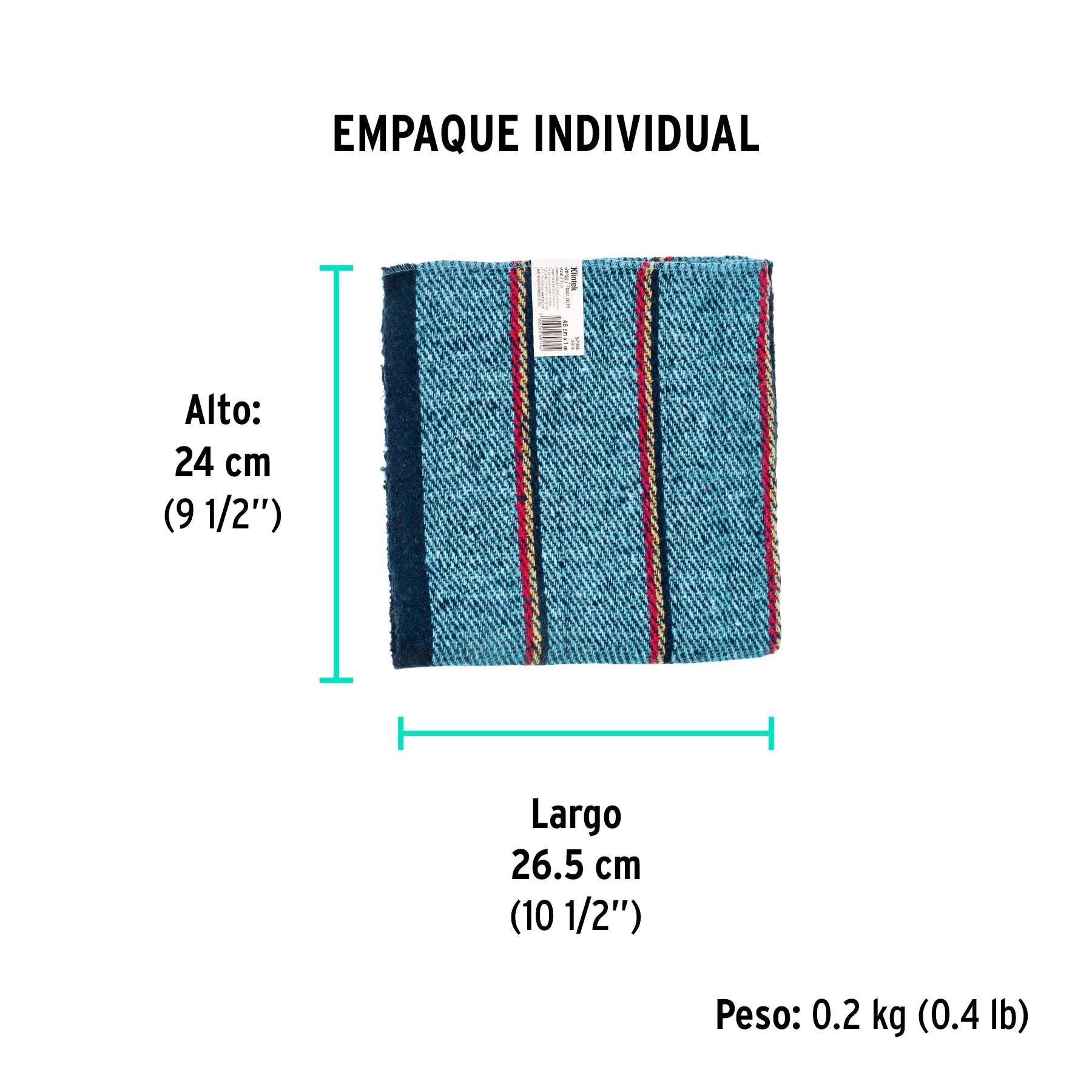 Jerga azul sarga gruesa de 1 m x 48 cm, KLINTEK - Empaque