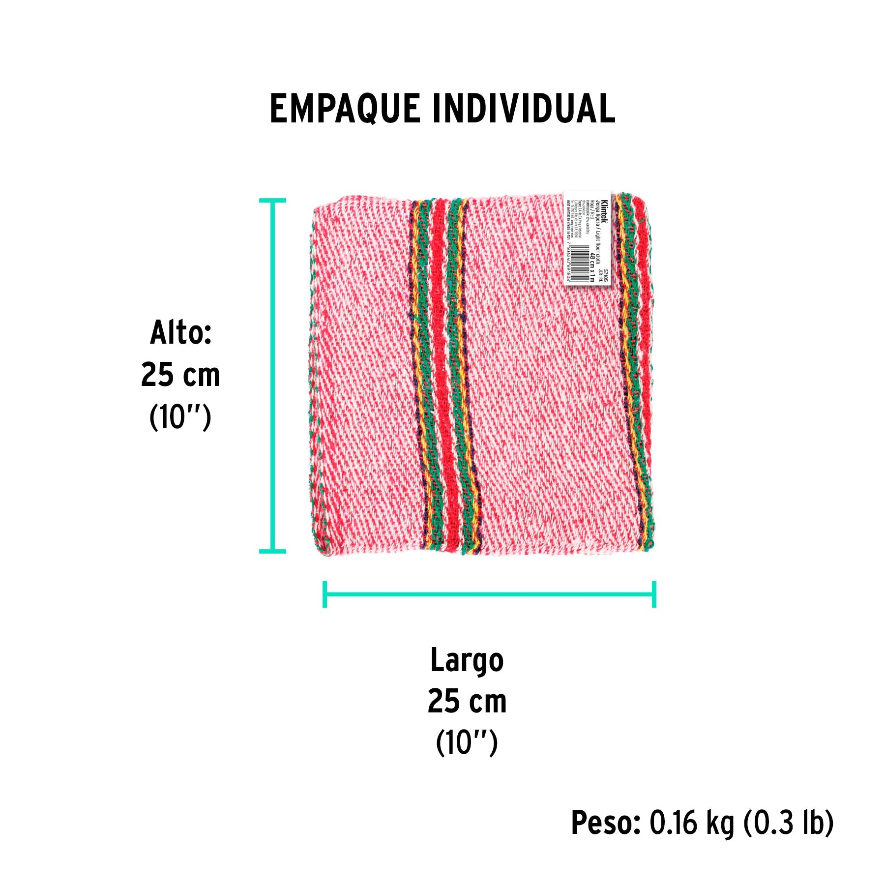 Jerga sarga ligera de 1 m x 48 cm roja, KLINTEK - Empaque