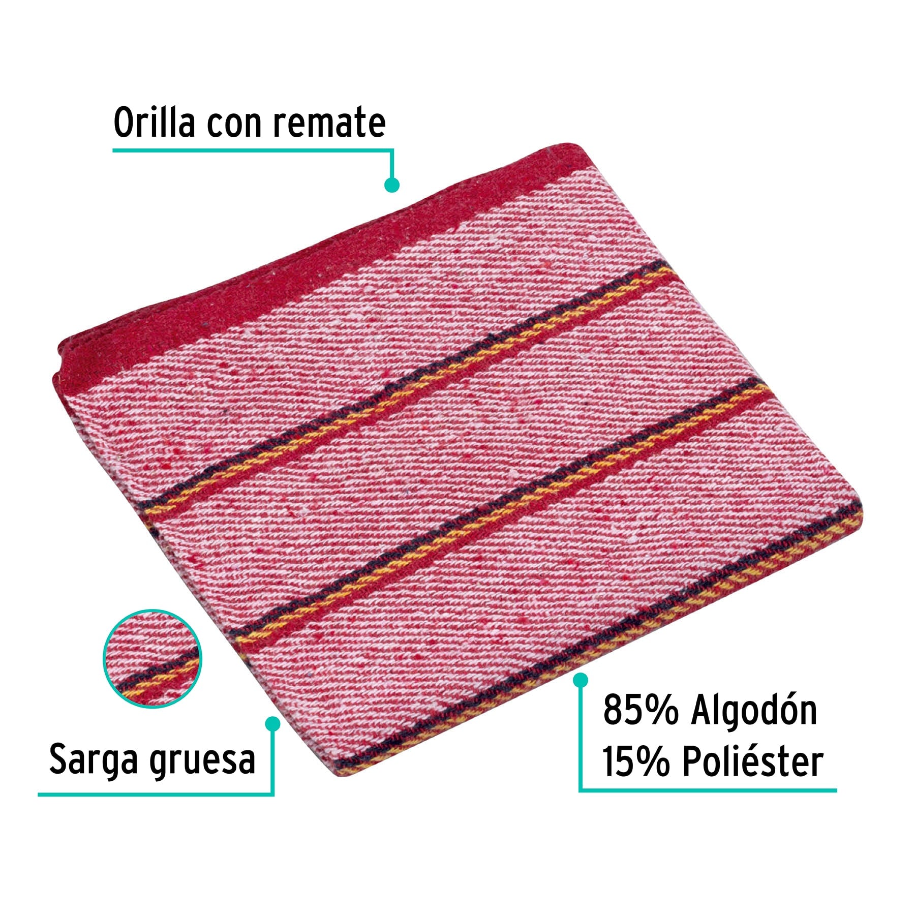 Jerga roja sarga gruesa de 1 m x 48 cm, KLINTEK