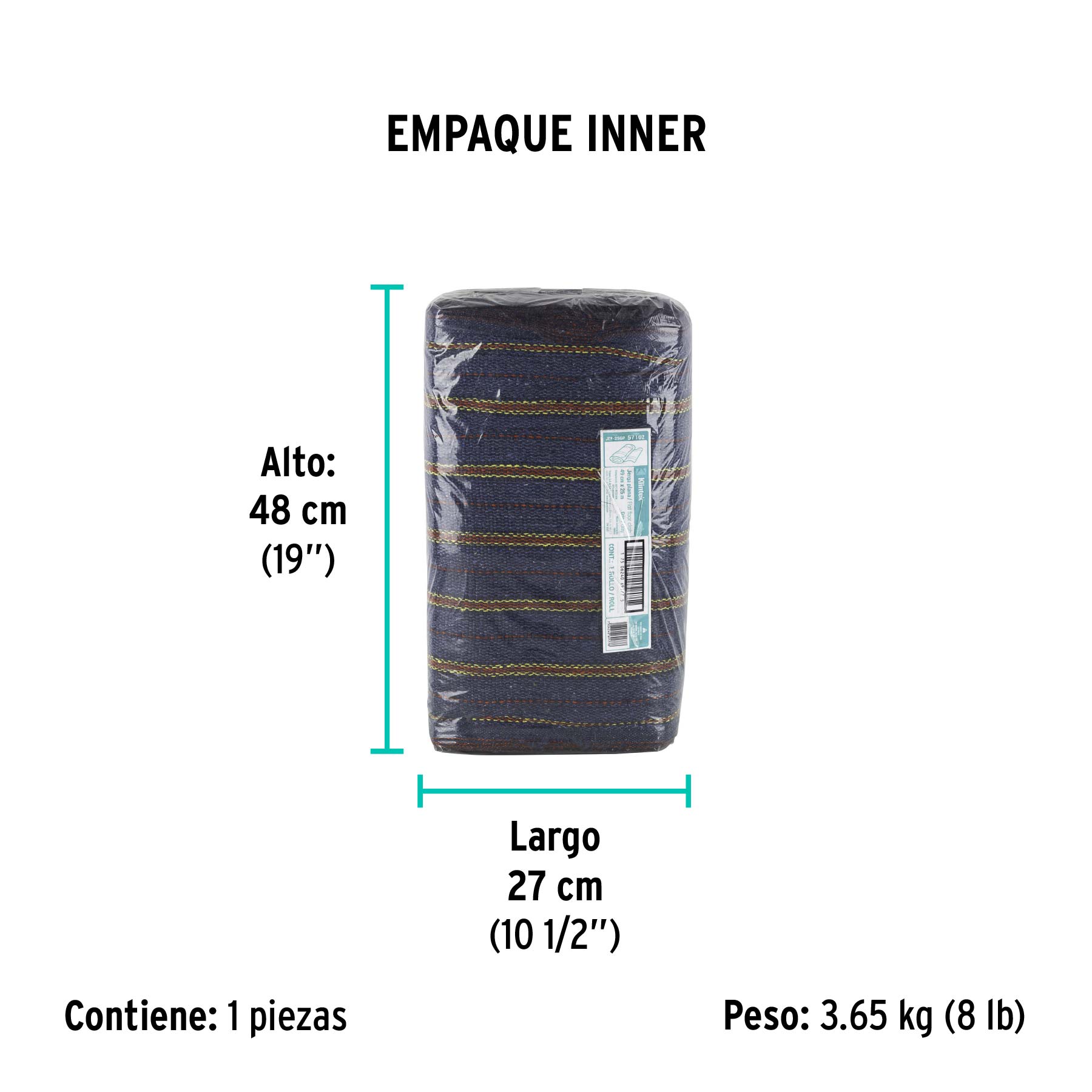 Rollo de 25 m de jerga plana gris, KLINTEK - Empaque