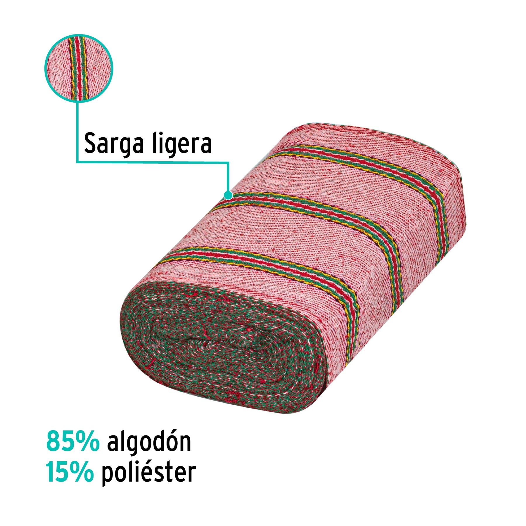 Rollo de 25 m de jerga sarga ligera roja, KLINTEK