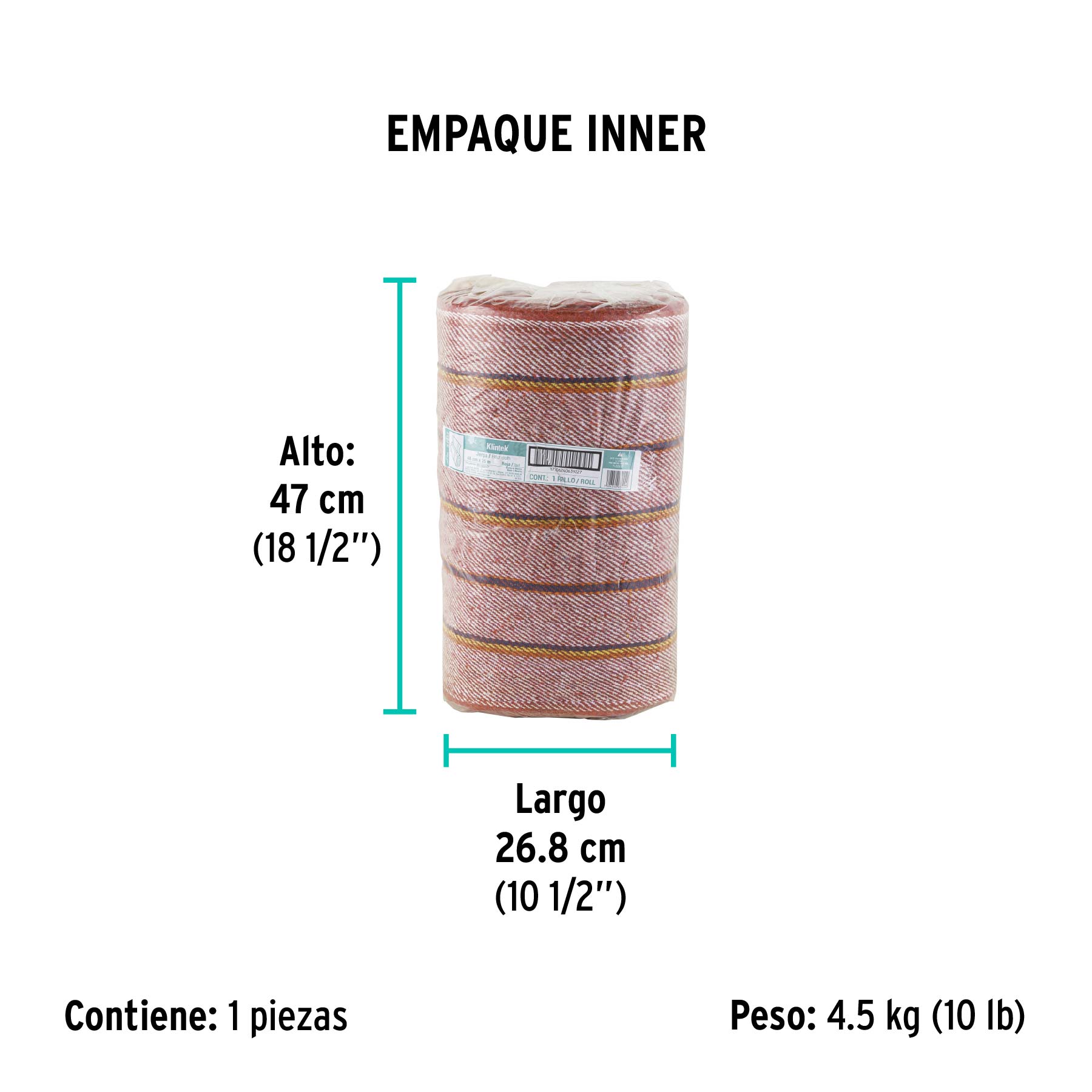 Rollo de 25 m de jerga sarga gruesa roja, KLINTEK - Empaque