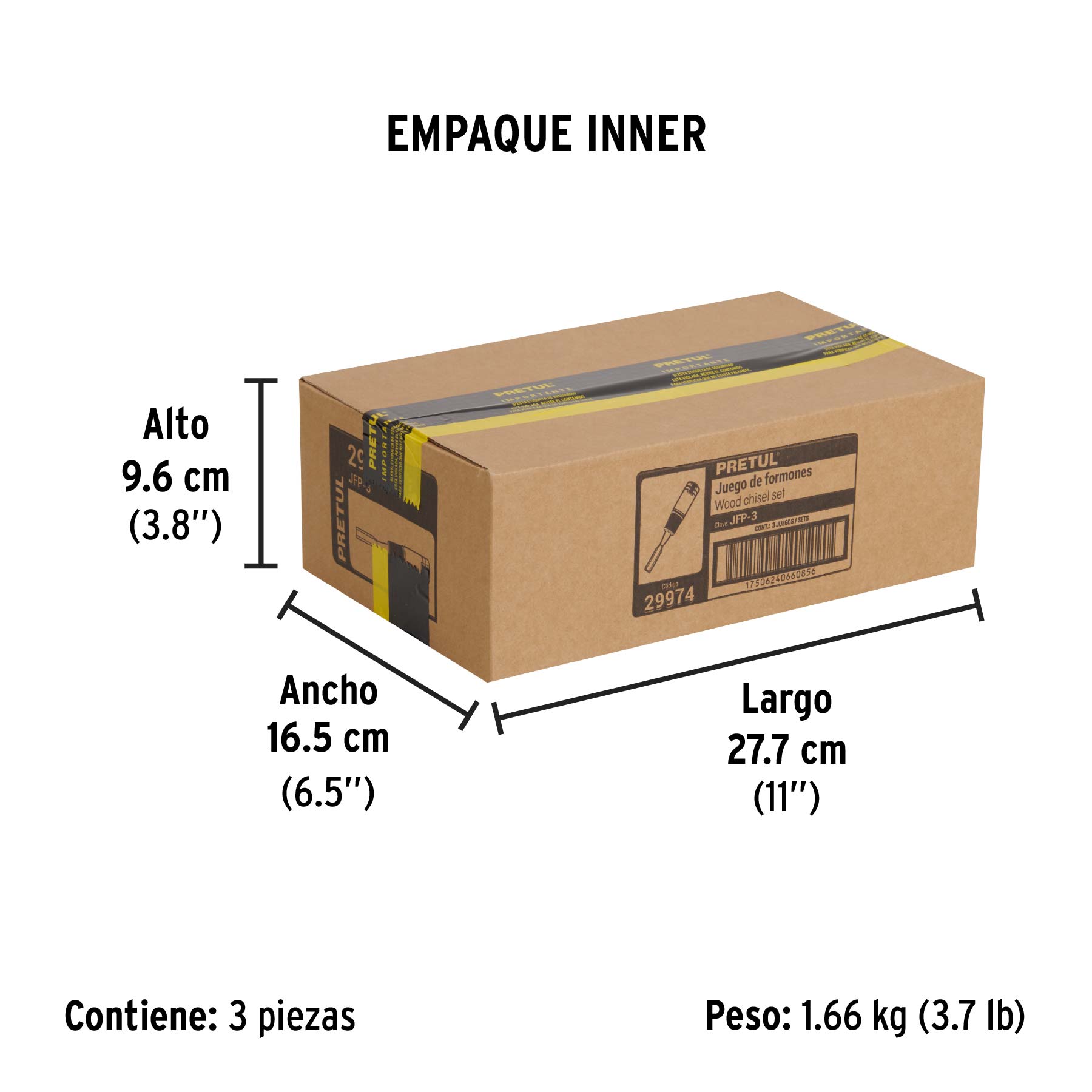 Juego de 3 formones PRETUL - Empaque