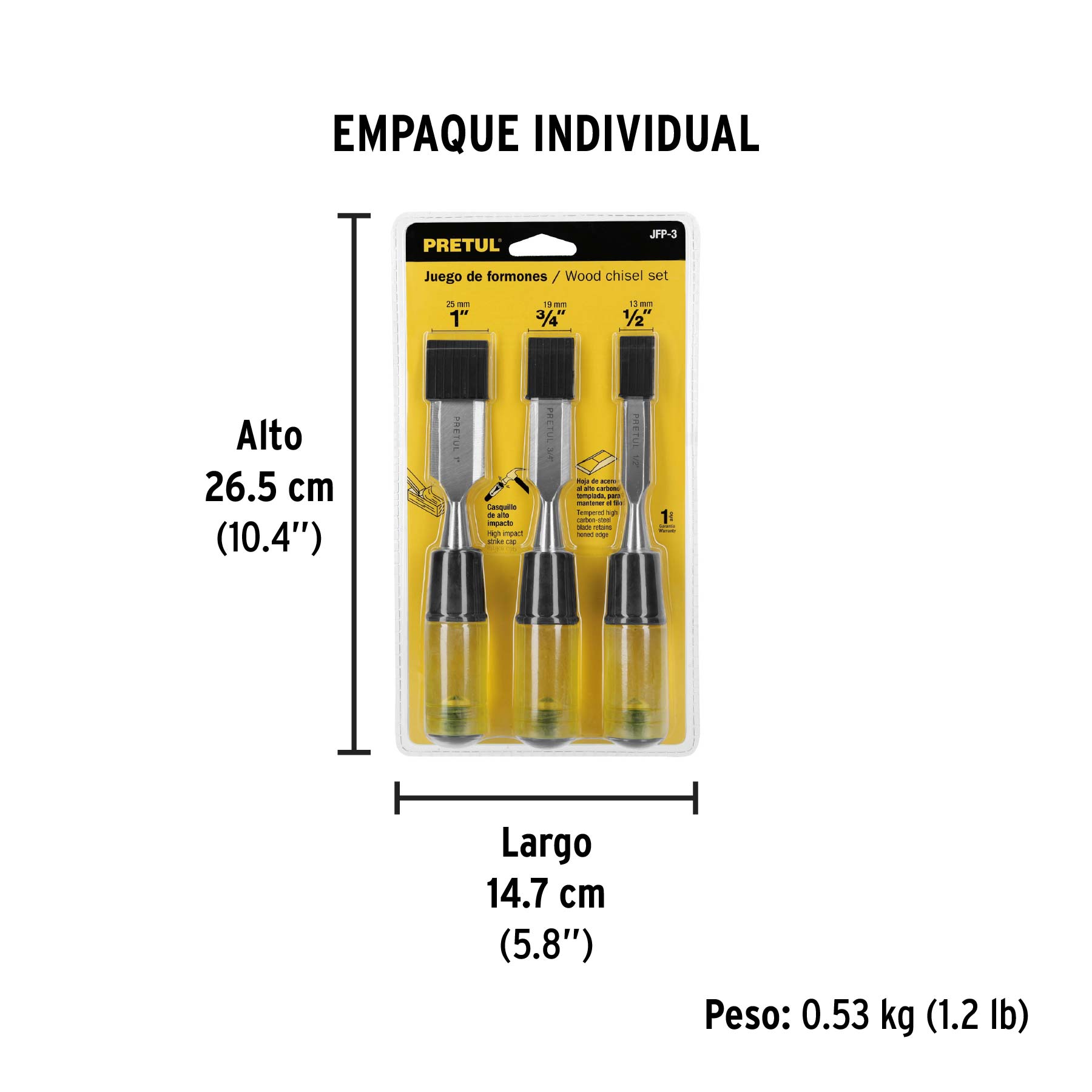 Juego de 3 formones PRETUL - Empaque