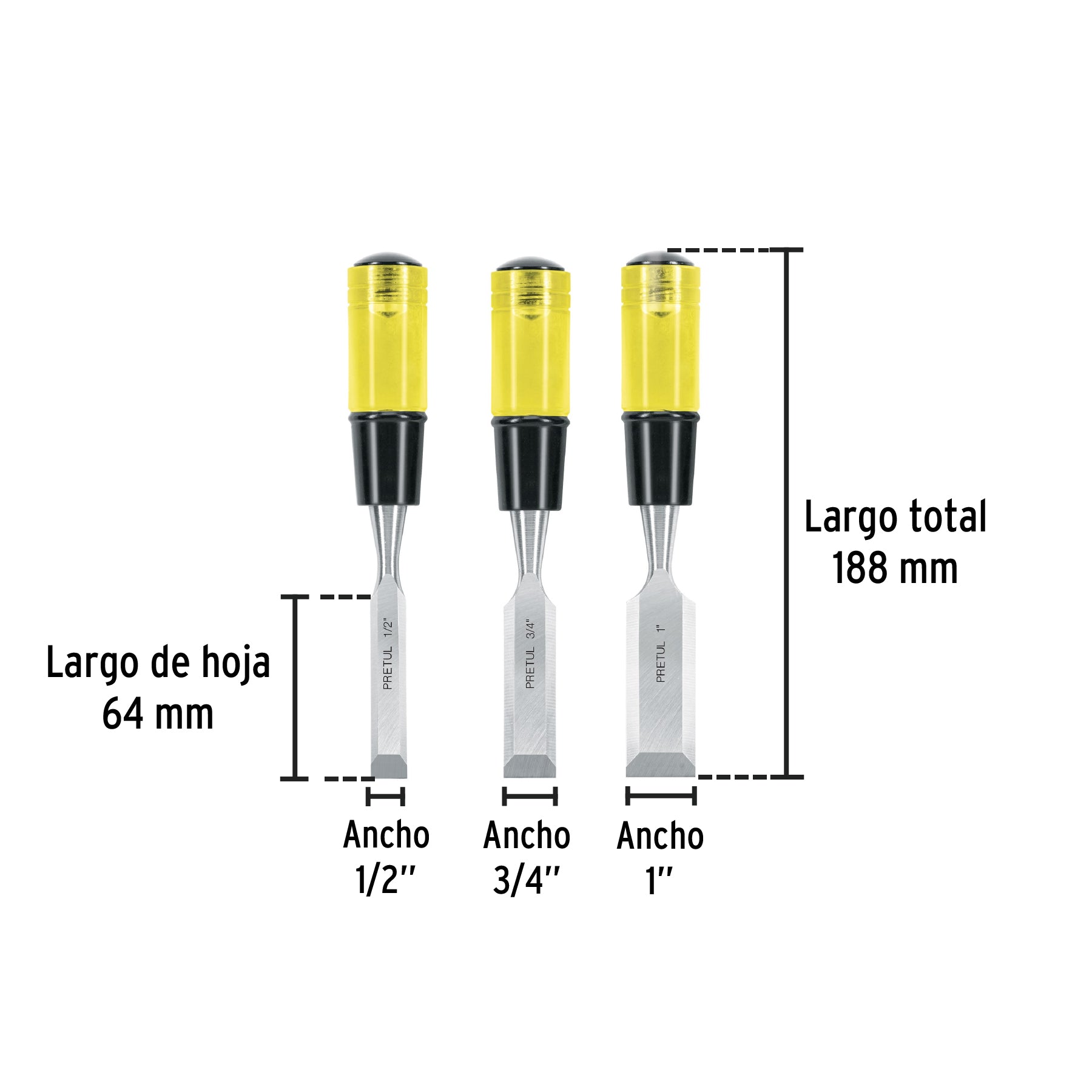 Juego de 3 formones PRETUL