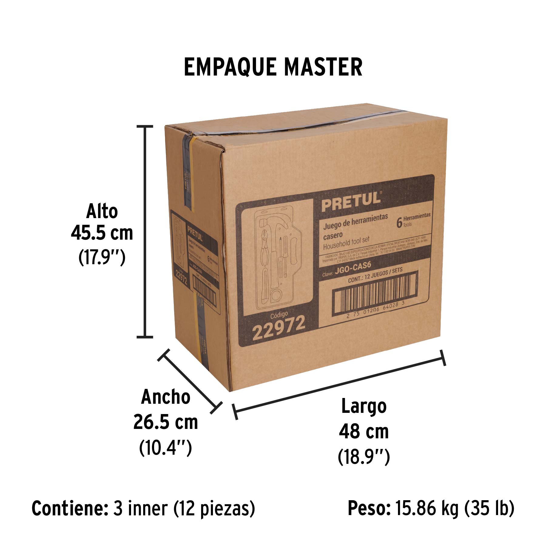 Juego de herramientas básicas, 6 piezas, PRETUL - Empaque