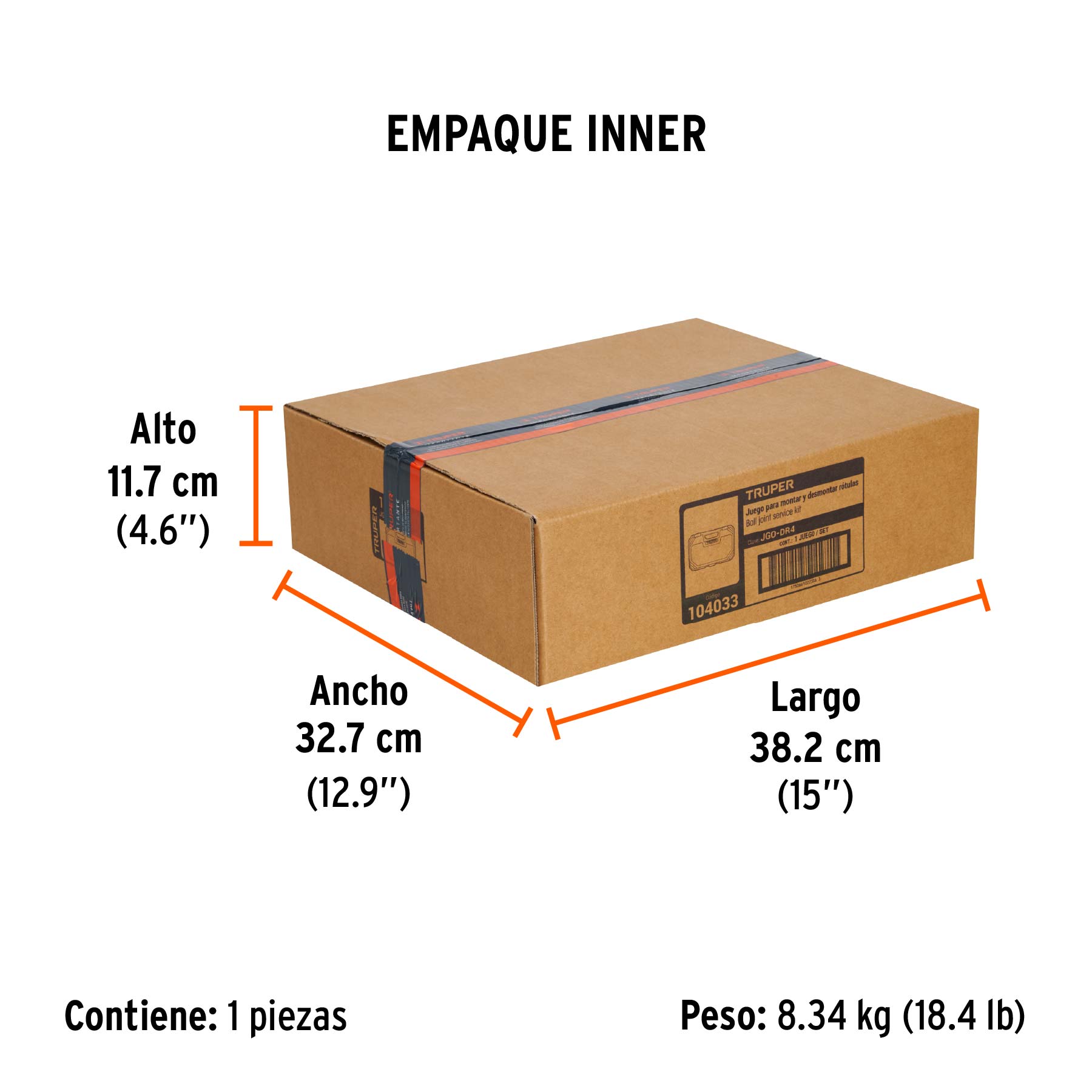 Juego para desmontar rótulas y terminales, 9 piezas, TRUPER - Empaque