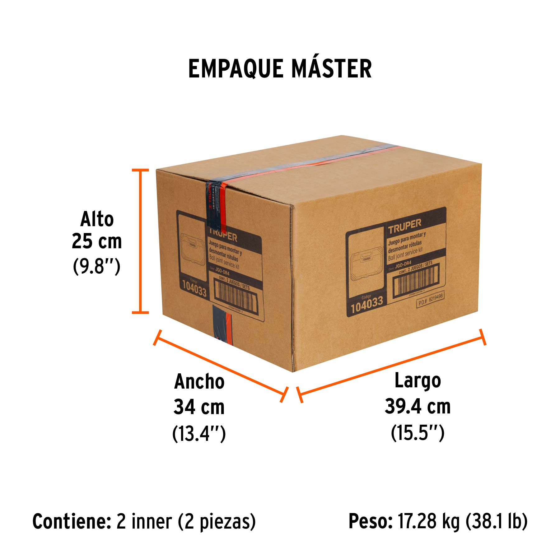 Juego para desmontar rótulas y terminales, 9 piezas, TRUPER - Empaque