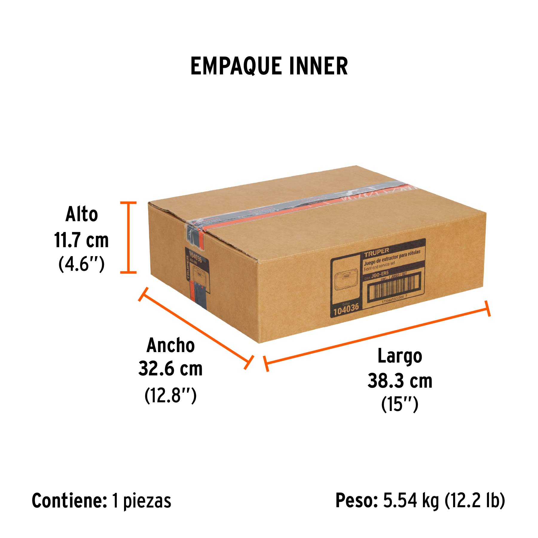 Juego de extractores para rótulas, 5 piezas, TRUPER - Empaque