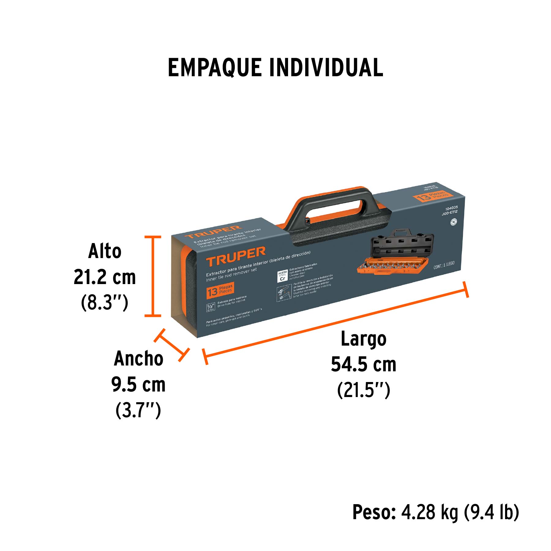 Extractor p/tirante interior (bieleta de dirección), TRUPER - Empaque