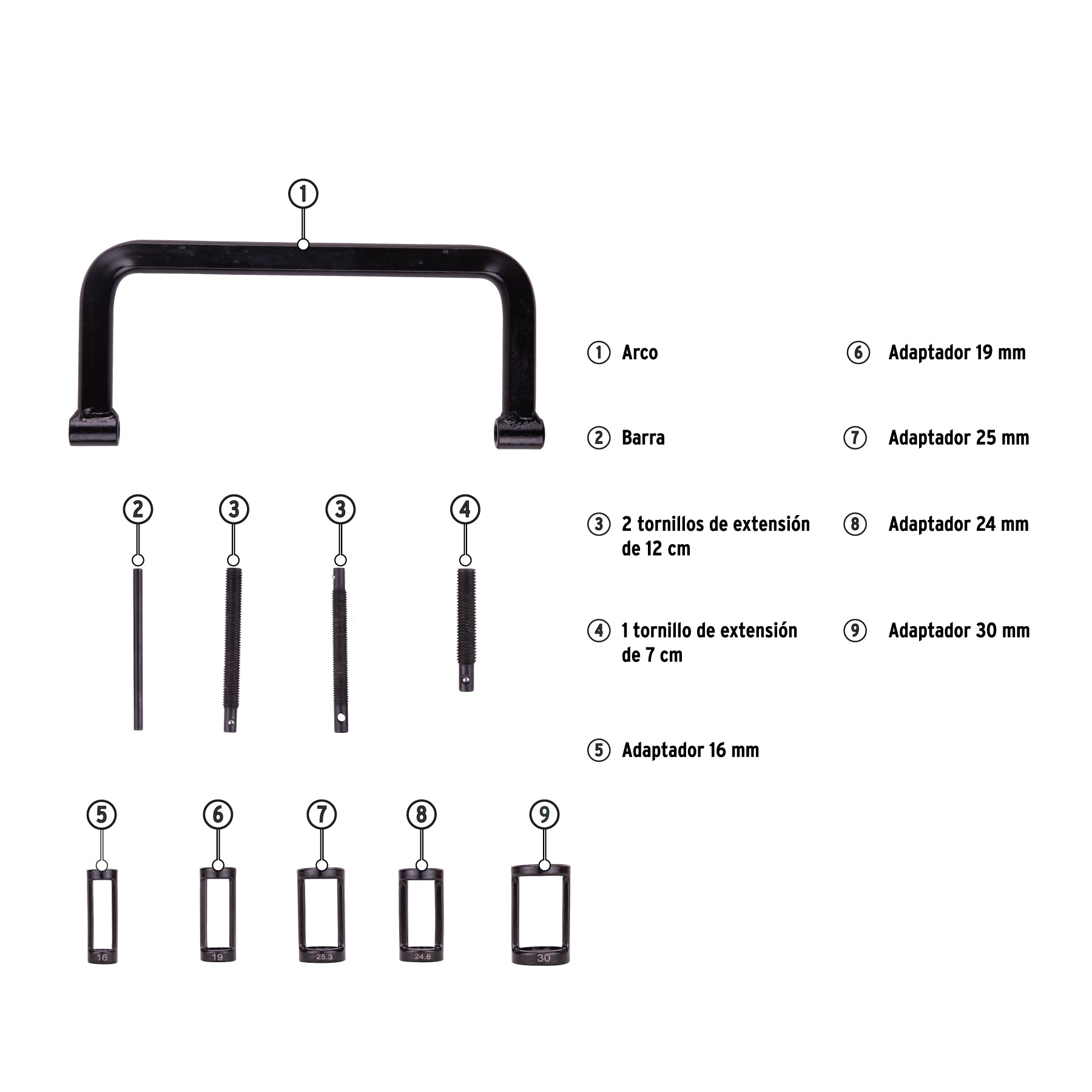Juego de arco levanta válvulas, 10 piezas, TRUPER