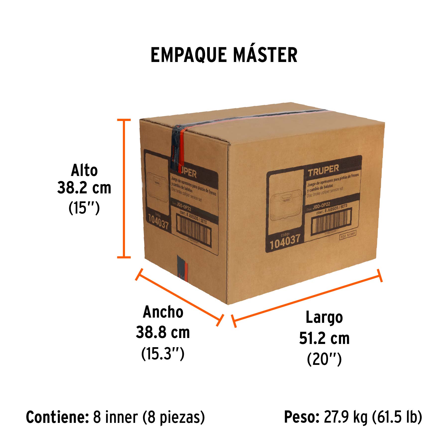 Juego de opresores para pistón de frenos, 22 piezas, TRUPER - Empaque