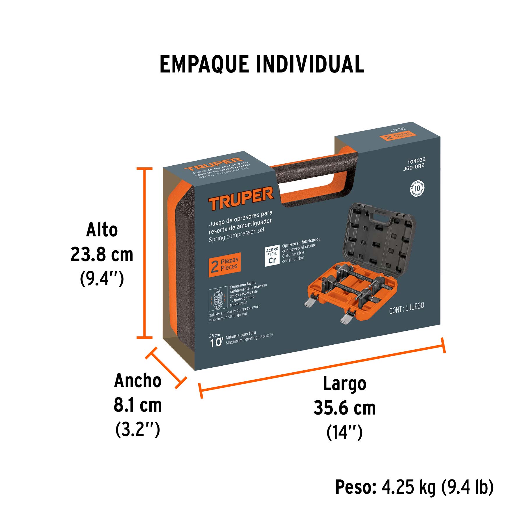 Juego de opresores para resorte de amortiguador, TRUPER - Empaque